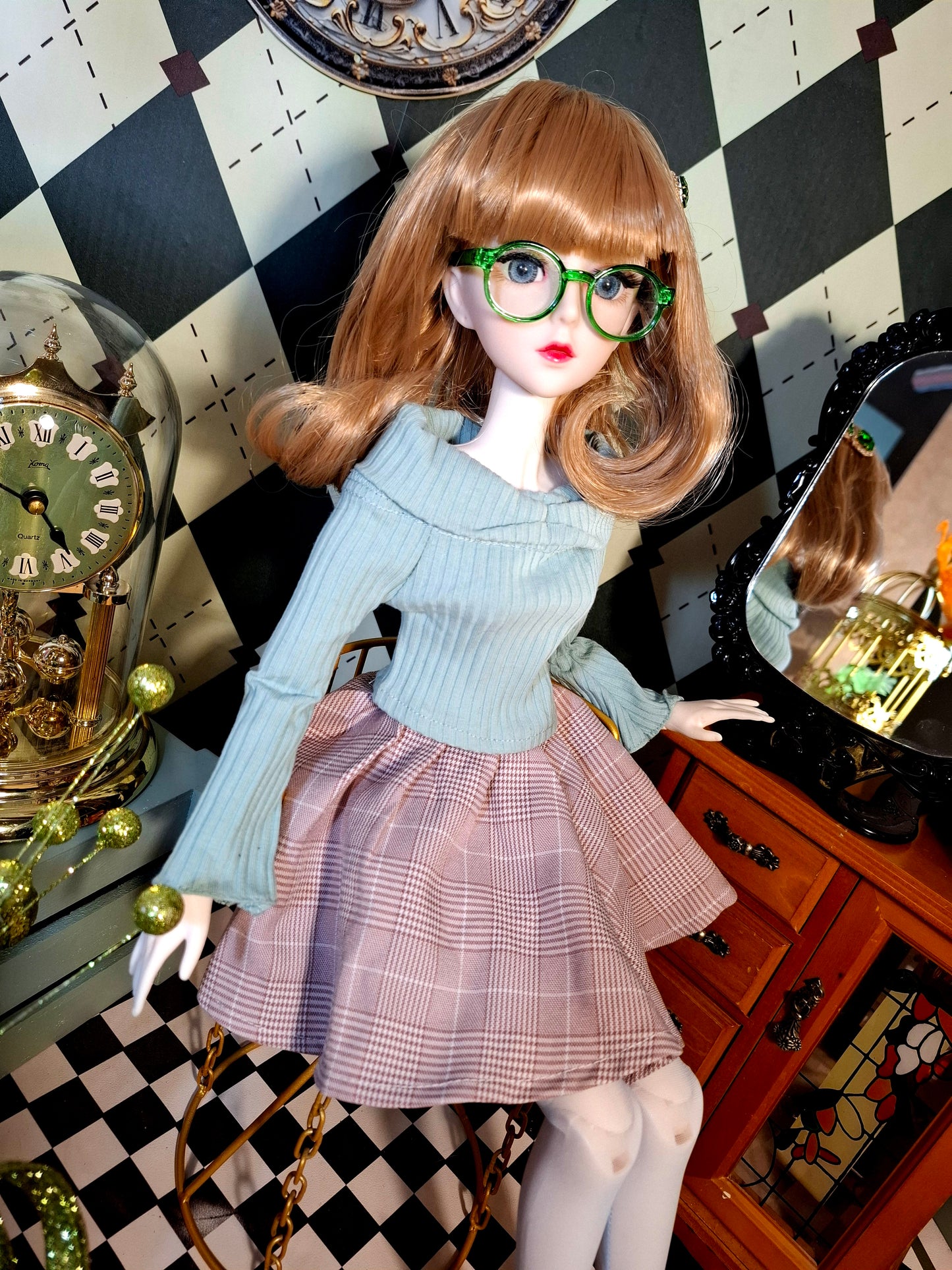 Nostalgic Golden Blonde Girl in Vintage style skirt 60cm BJD Doll