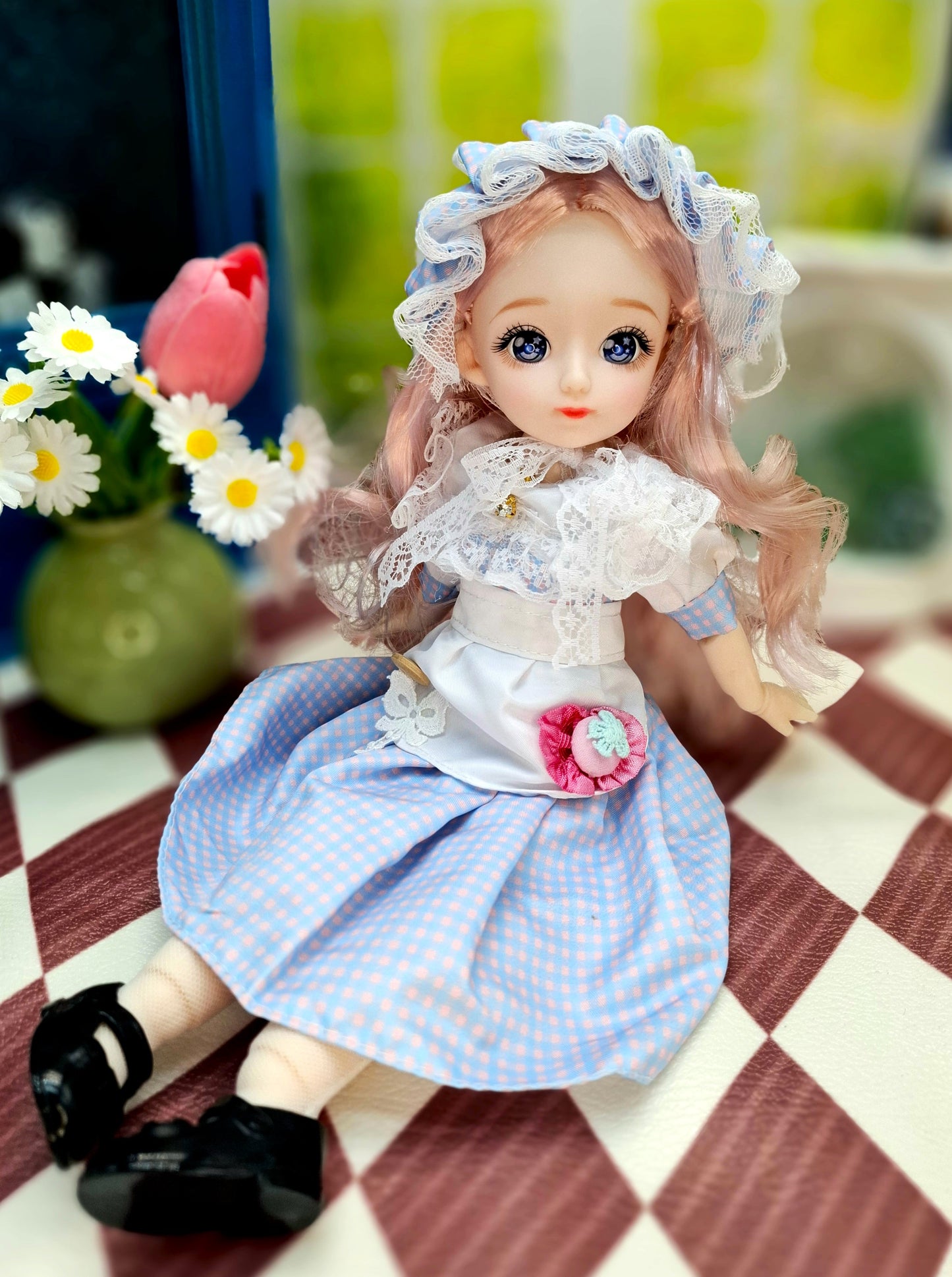 Clair with blue eyes in lovely cottage dress 30cm BJD Doll