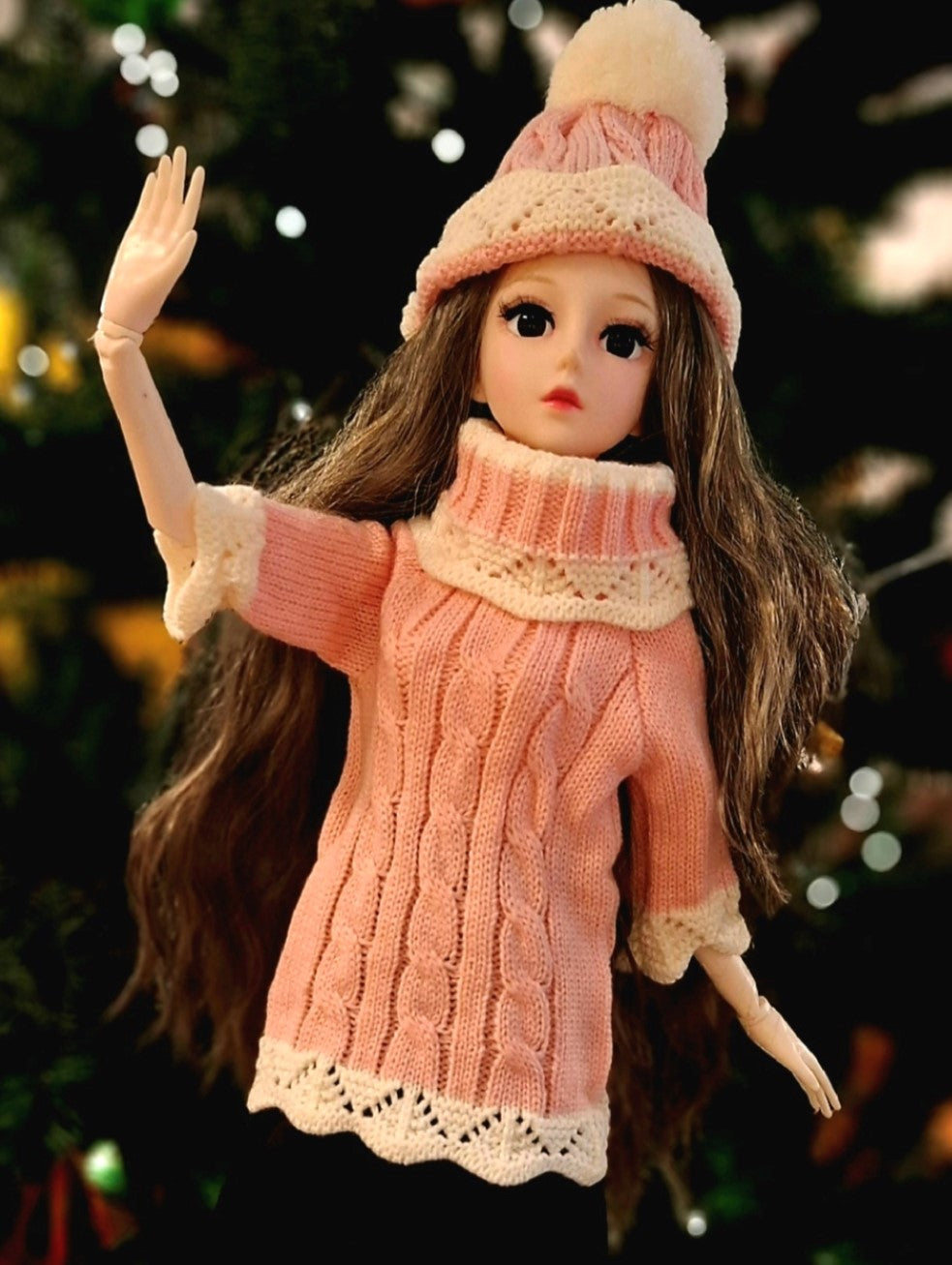 Winter Season Special Grey Hair Girl in Pink sweater 1/3 60cm BJD Doll