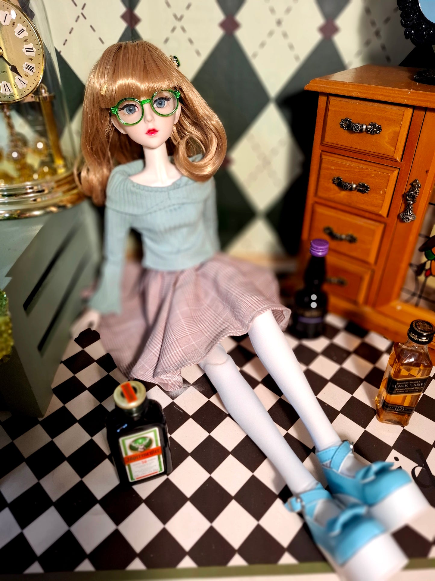 Nostalgic Golden Blonde Girl in Vintage style skirt 60cm BJD Doll
