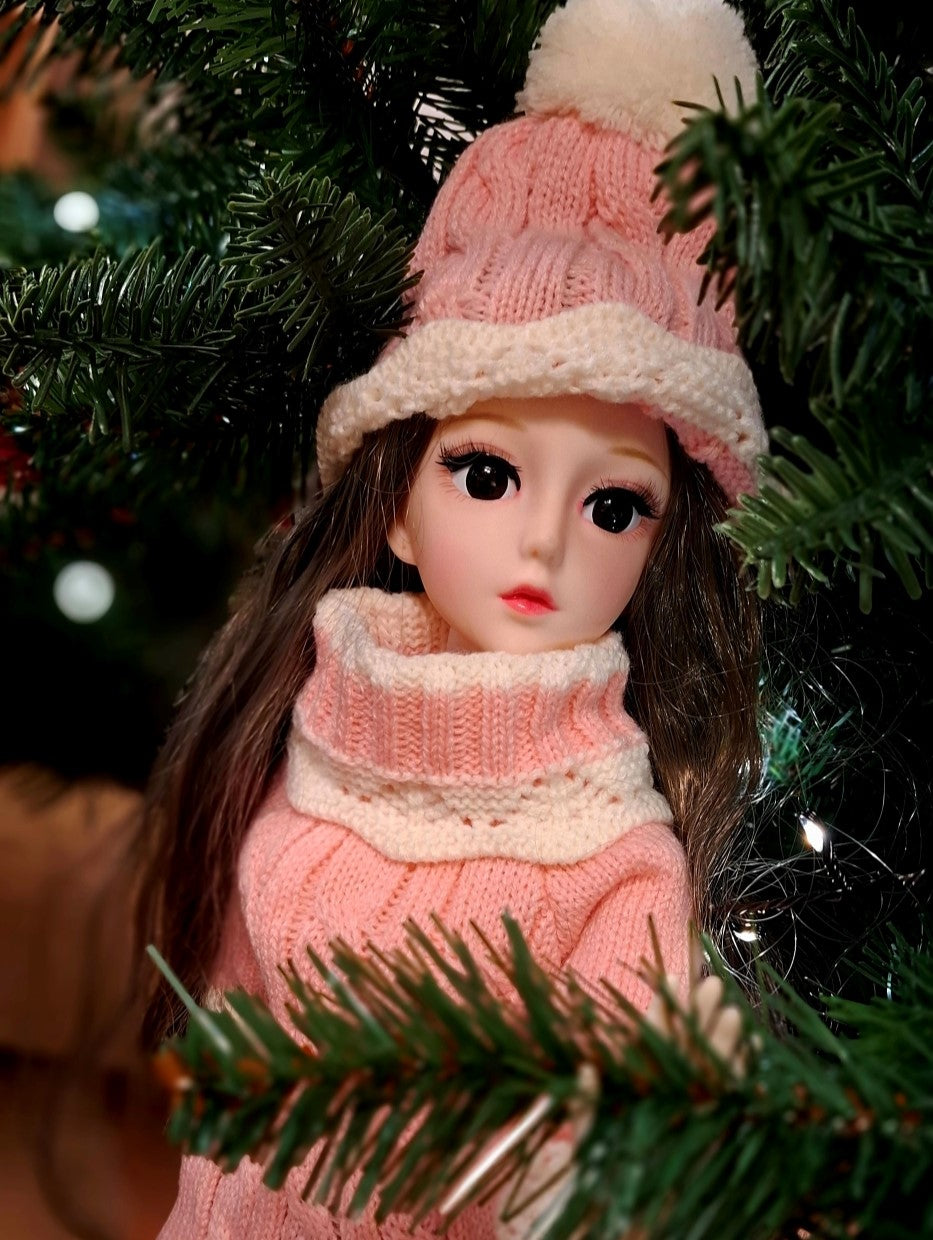Winter Season Special Grey Hair Girl in Pink sweater 1/3 60cm BJD Doll
