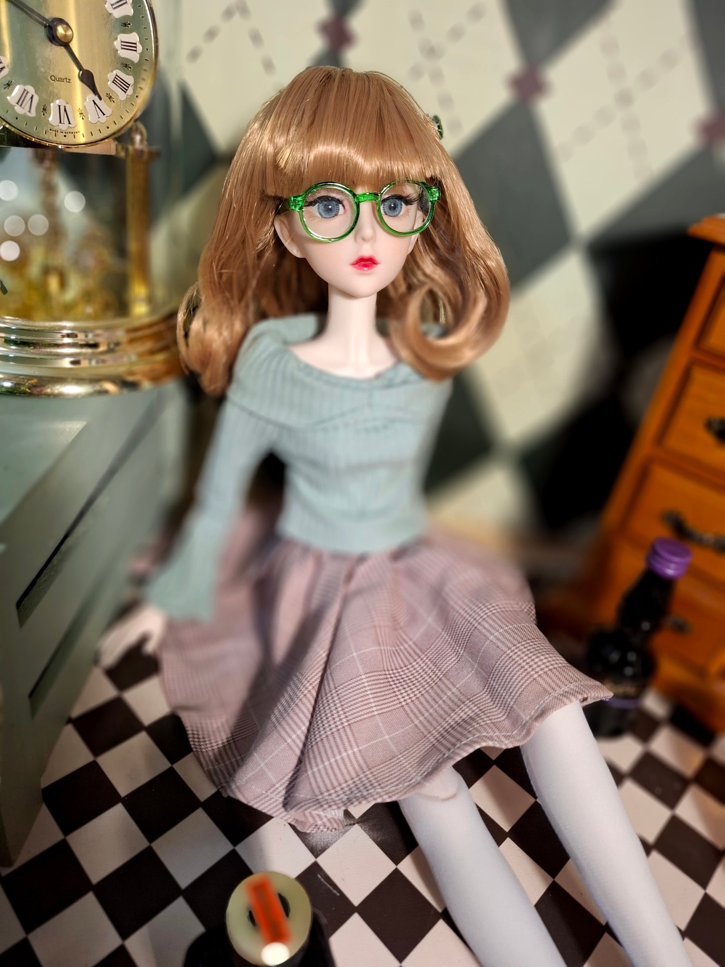 Nostalgic Golden Blonde Girl in Vintage style skirt 60cm BJD Doll