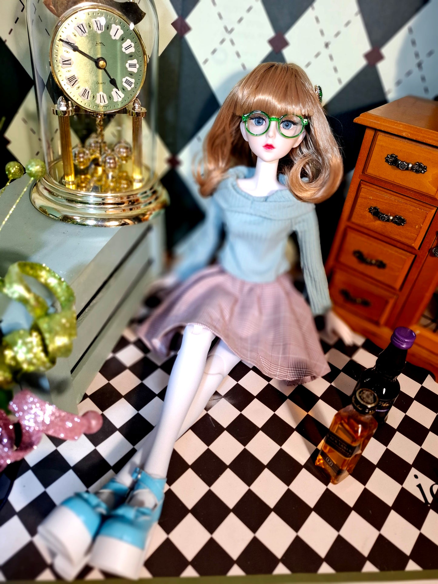 Nostalgic Golden Blonde Girl in Vintage style skirt 60cm BJD Doll