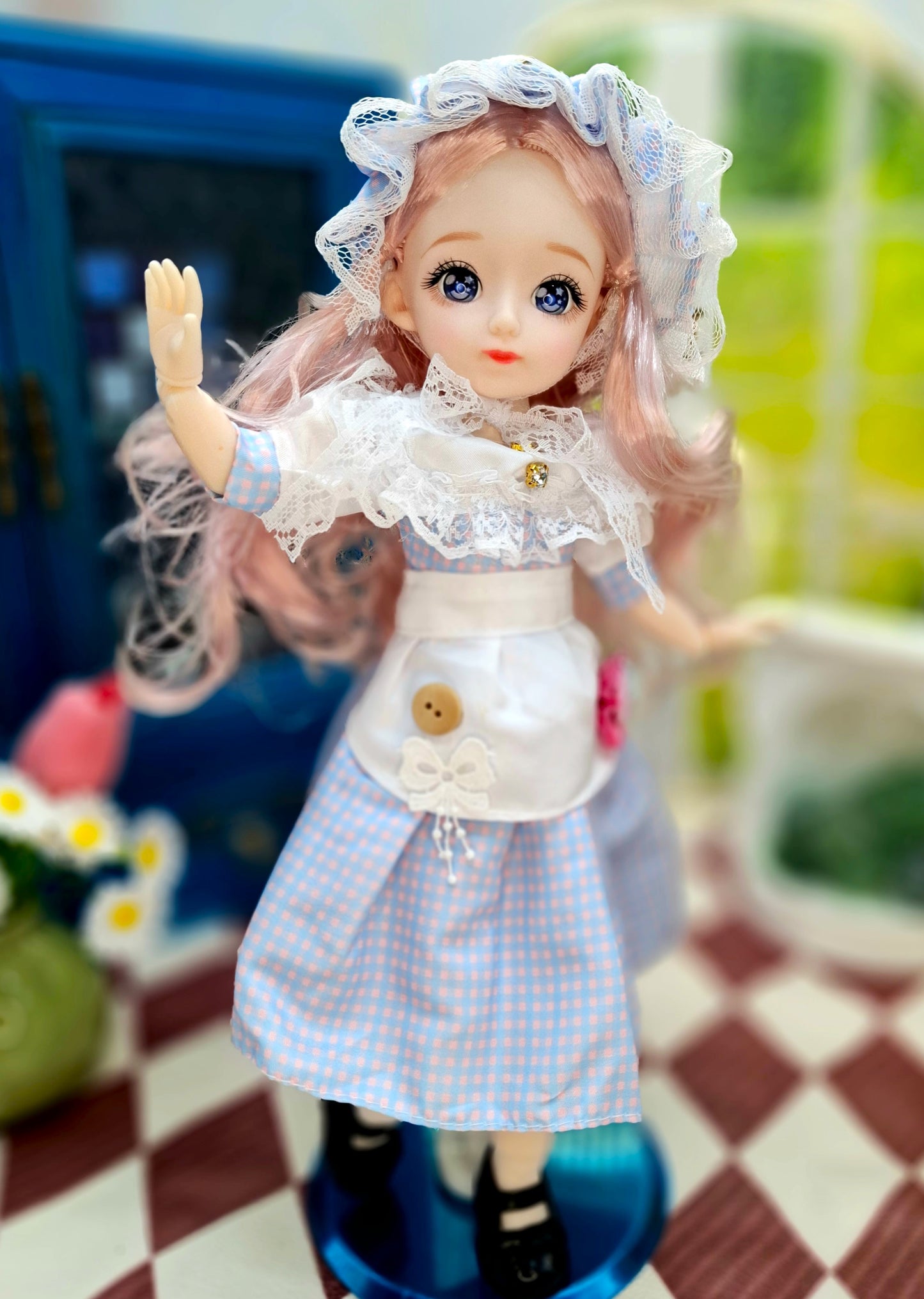 Clair with blue eyes in lovely cottage dress 30cm BJD Doll