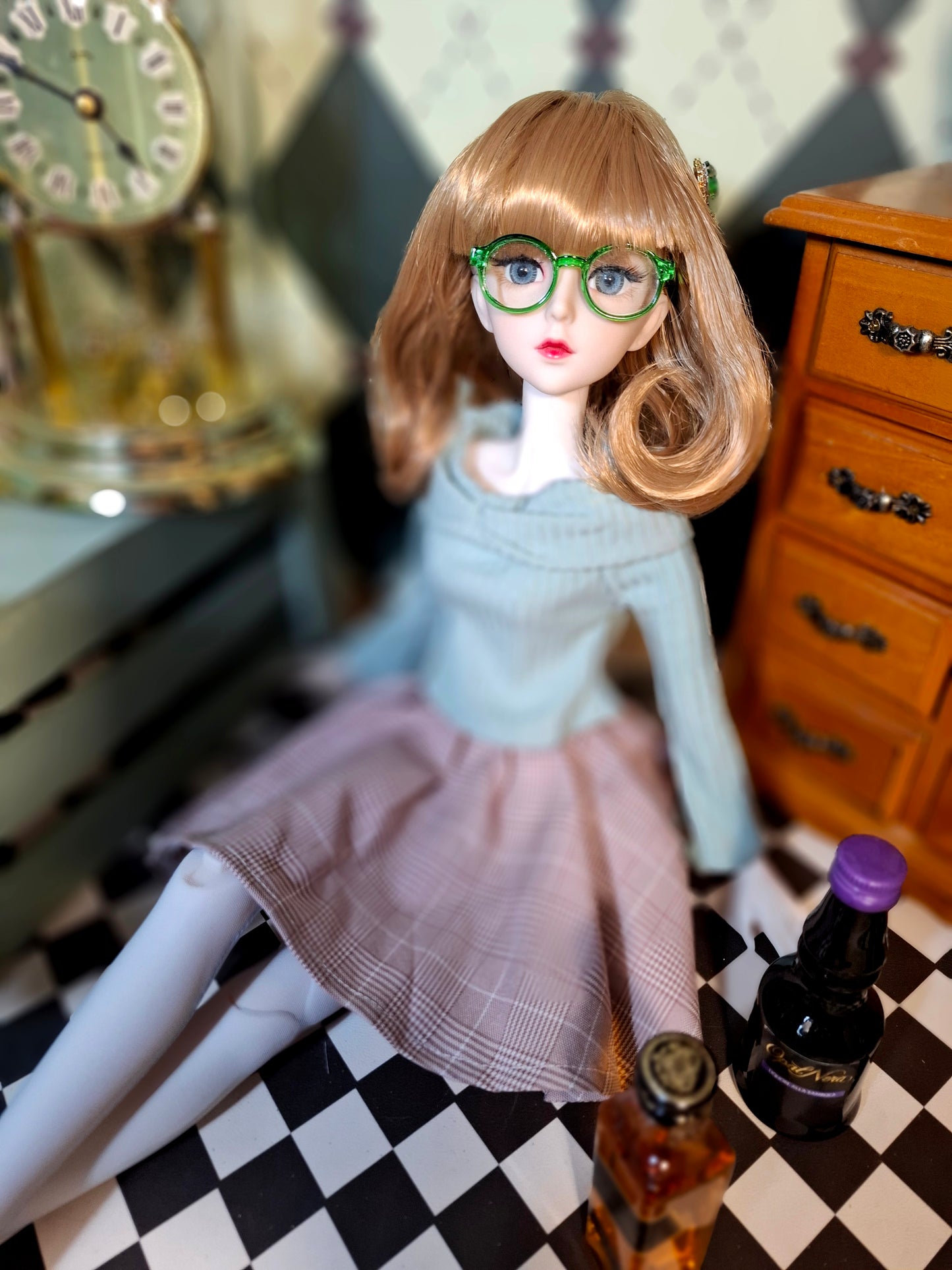 Nostalgic Golden Blonde Girl in Vintage style skirt 60cm BJD Doll