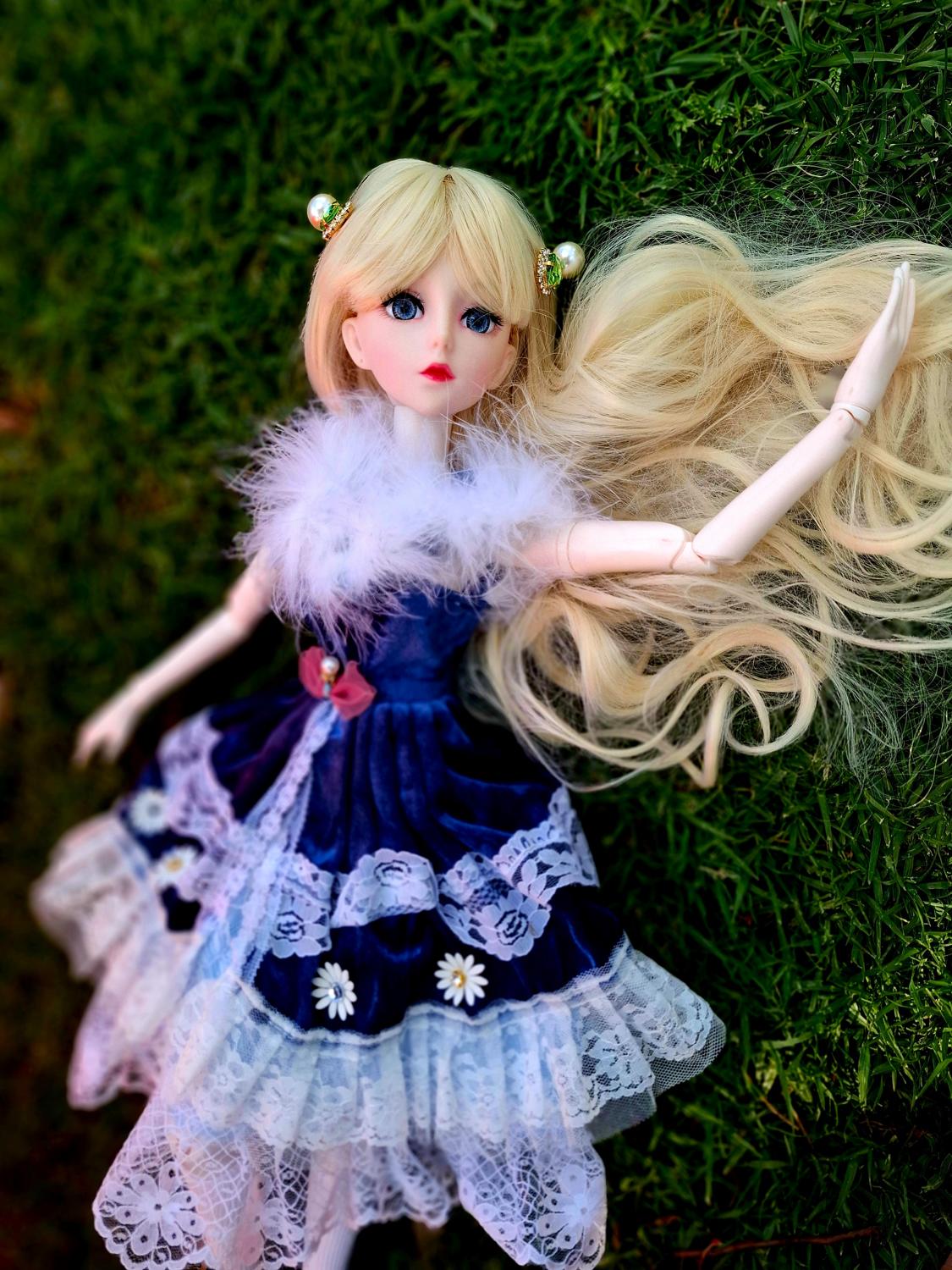 The Secret Garden Collection Blonde Girl in vintage blue dress 1/3 60cm BJD Doll