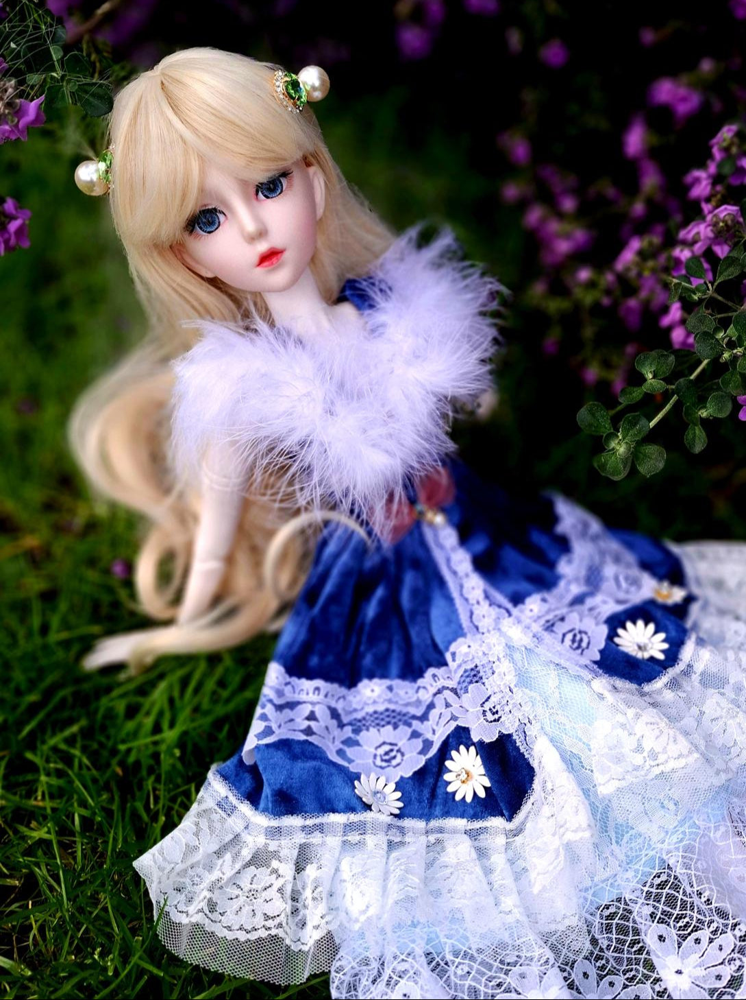 The Secret Garden Collection Blonde Girl in vintage blue dress 1/3 60cm BJD Doll
