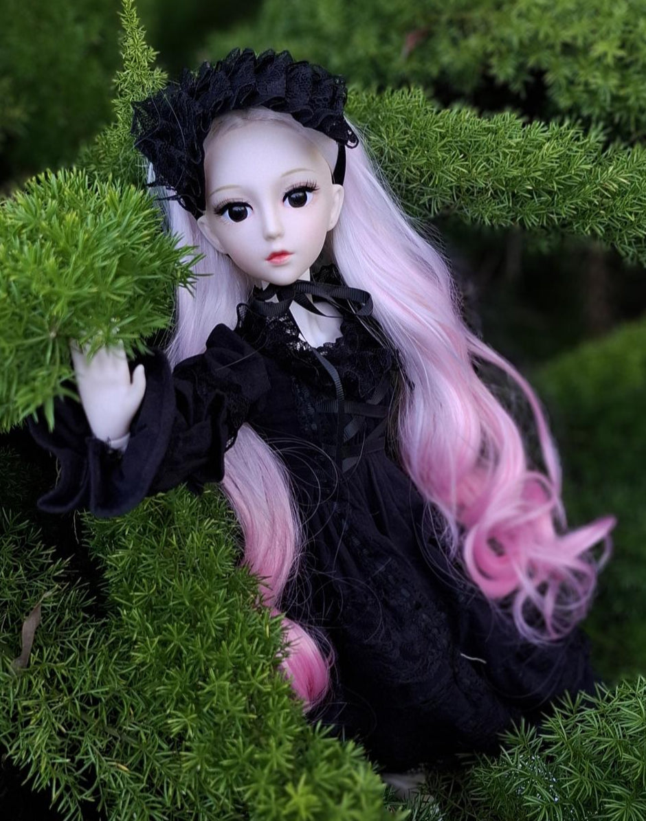 The Secret Garden Collection Pink Hair Wizard in Black Vintage Dress 1/3 60cm BJD Doll