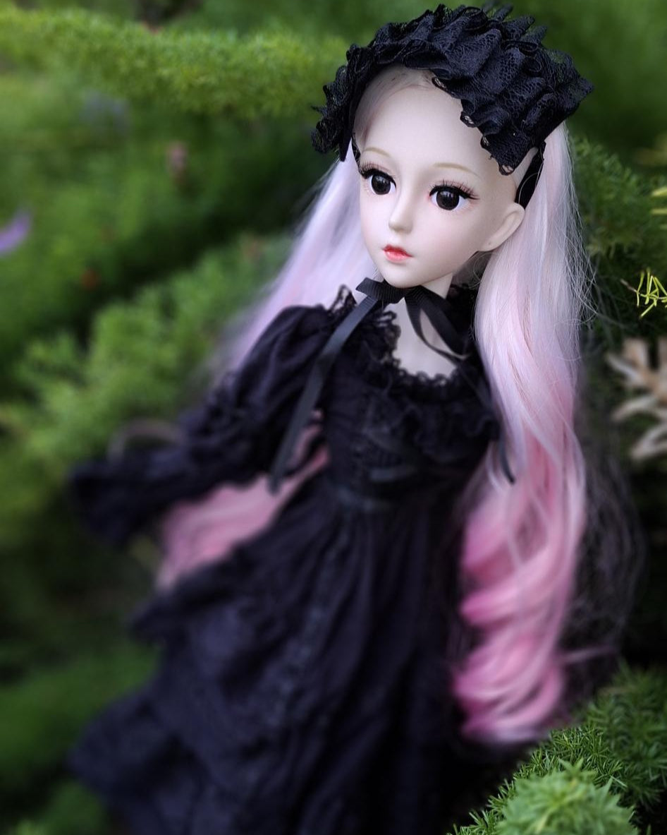 The Secret Garden Collection Pink Hair Wizard in Black Vintage Dress 1/3 60cm BJD Doll
