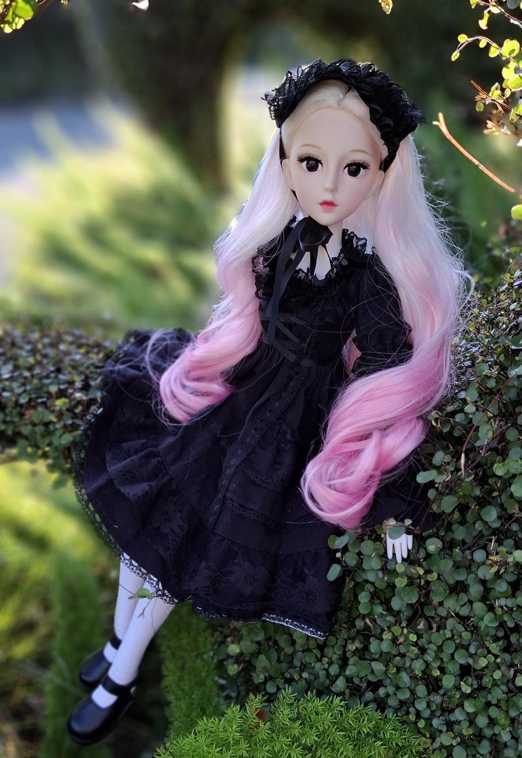 The Secret Garden Collection Pink Hair Wizard in Black Vintage Dress 1/3 60cm BJD Doll