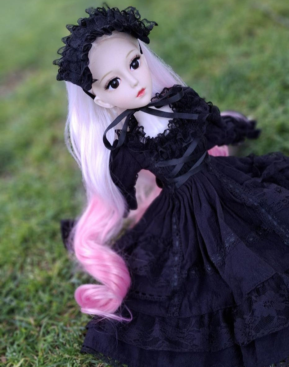 The Secret Garden Collection Pink Hair Wizard in Black Vintage Dress 1/3 60cm BJD Doll