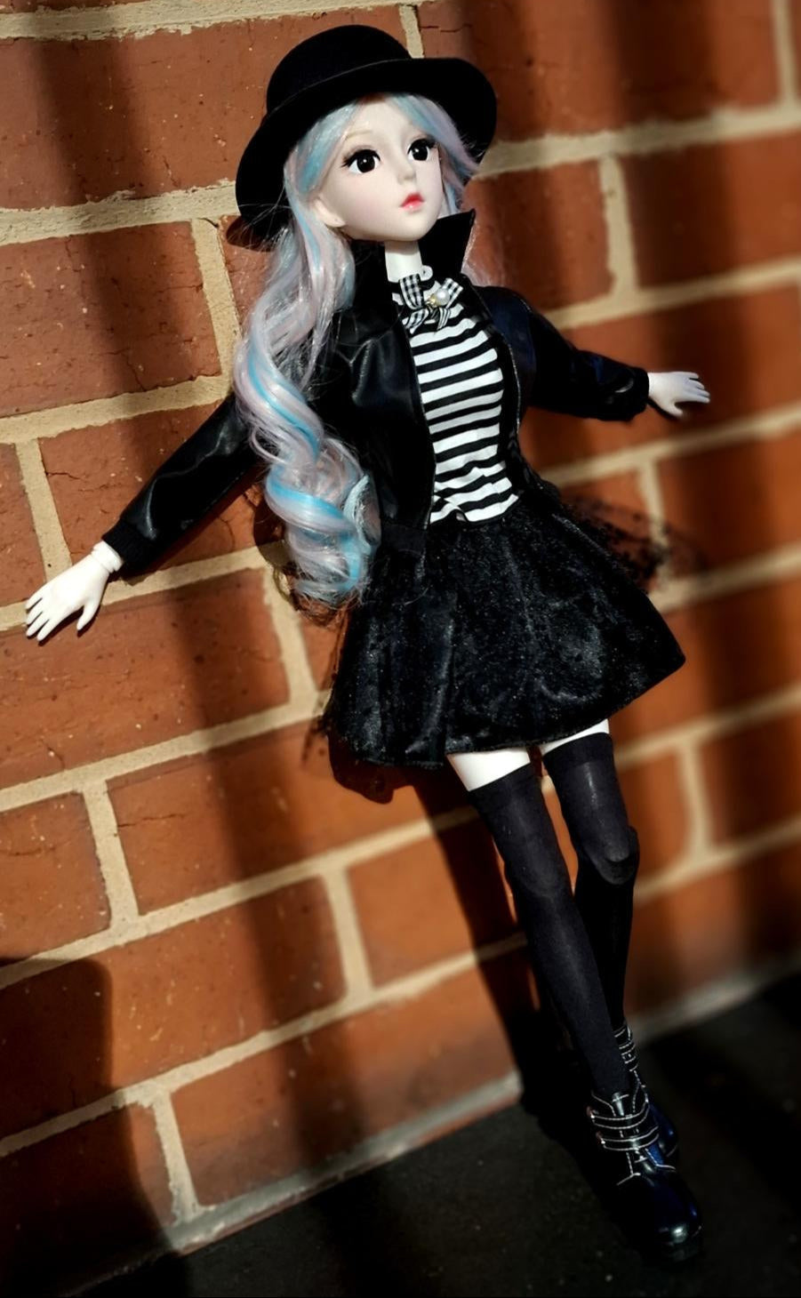 Steam Punk Style 1/3 60cm BJD Doll in Black Leather Jacket