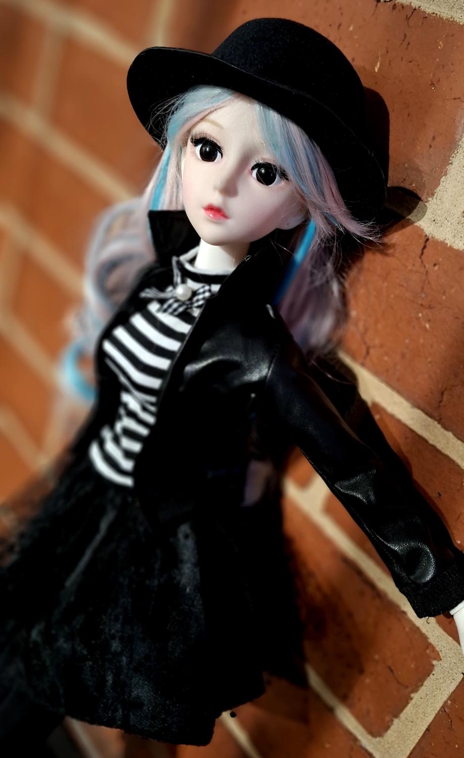 Steam Punk Style 1/3 60cm BJD Doll in Black Leather Jacket