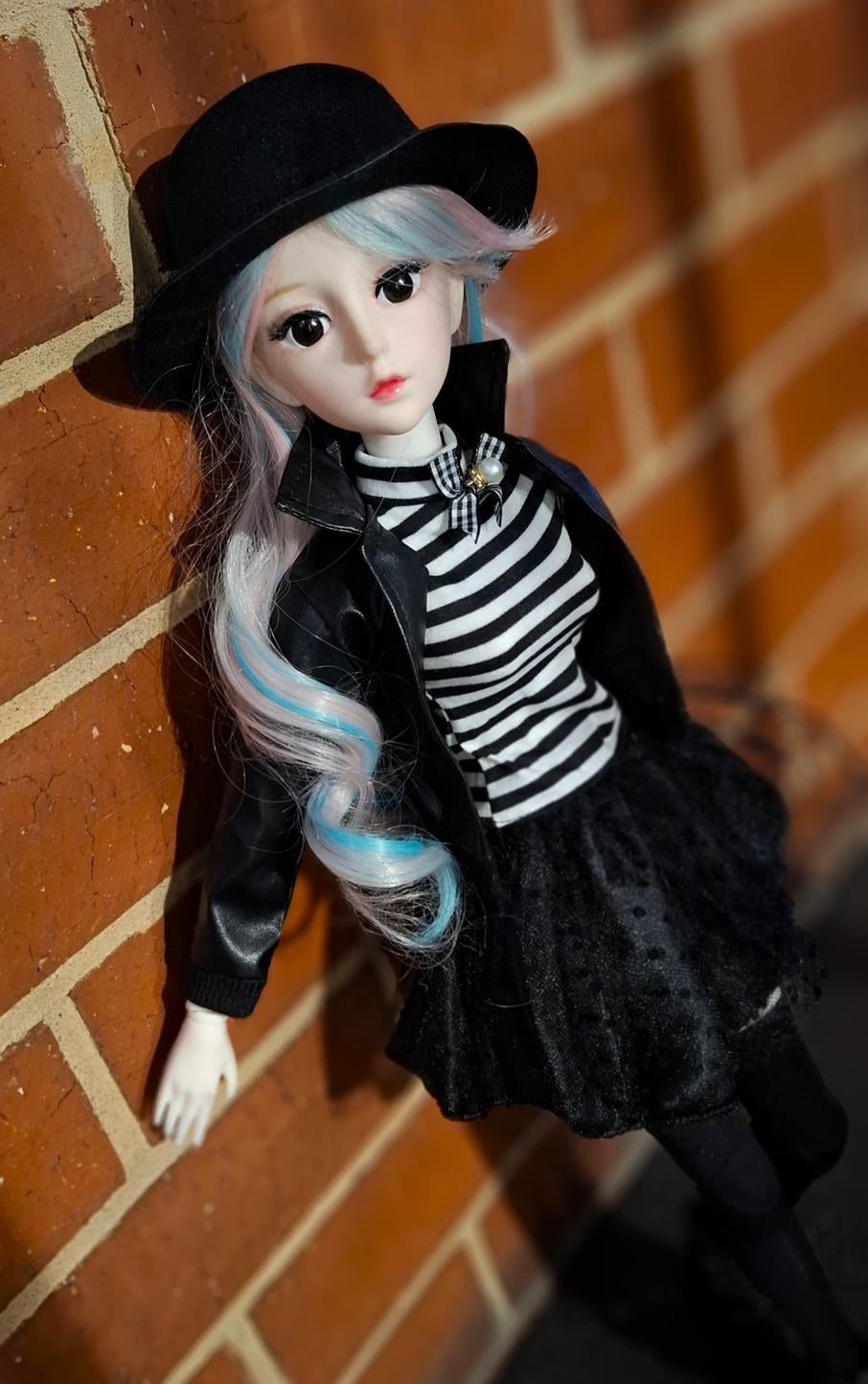 Steam Punk Style 1/3 60cm BJD Doll in Black Leather Jacket