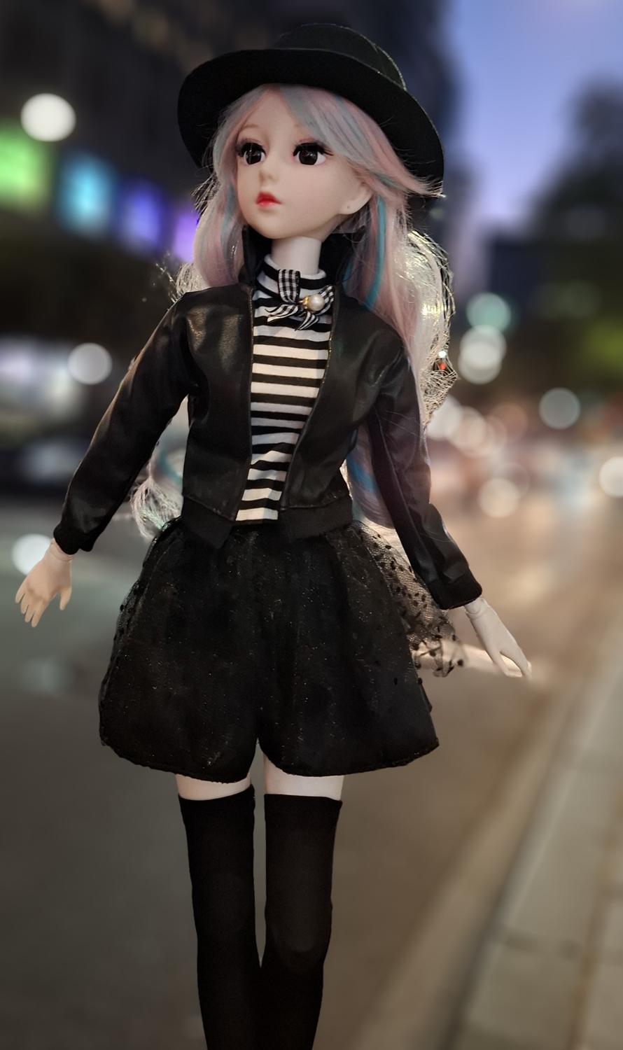 Steam Punk Style 1/3 60cm BJD Doll in Black Leather Jacket
