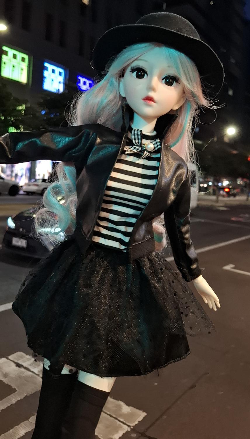 Steam Punk Style 1/3 60cm BJD Doll in Black Leather Jacket