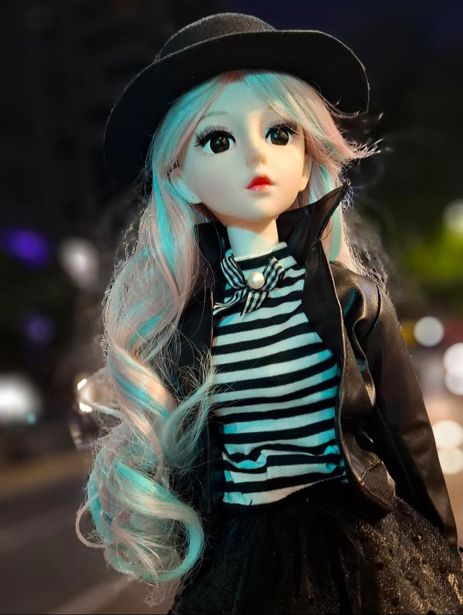 Steam Punk Style 1/3 60cm BJD Doll in Black Leather Jacket