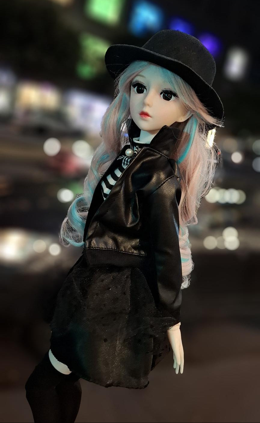Steam Punk Style 1/3 60cm BJD Doll in Black Leather Jacket