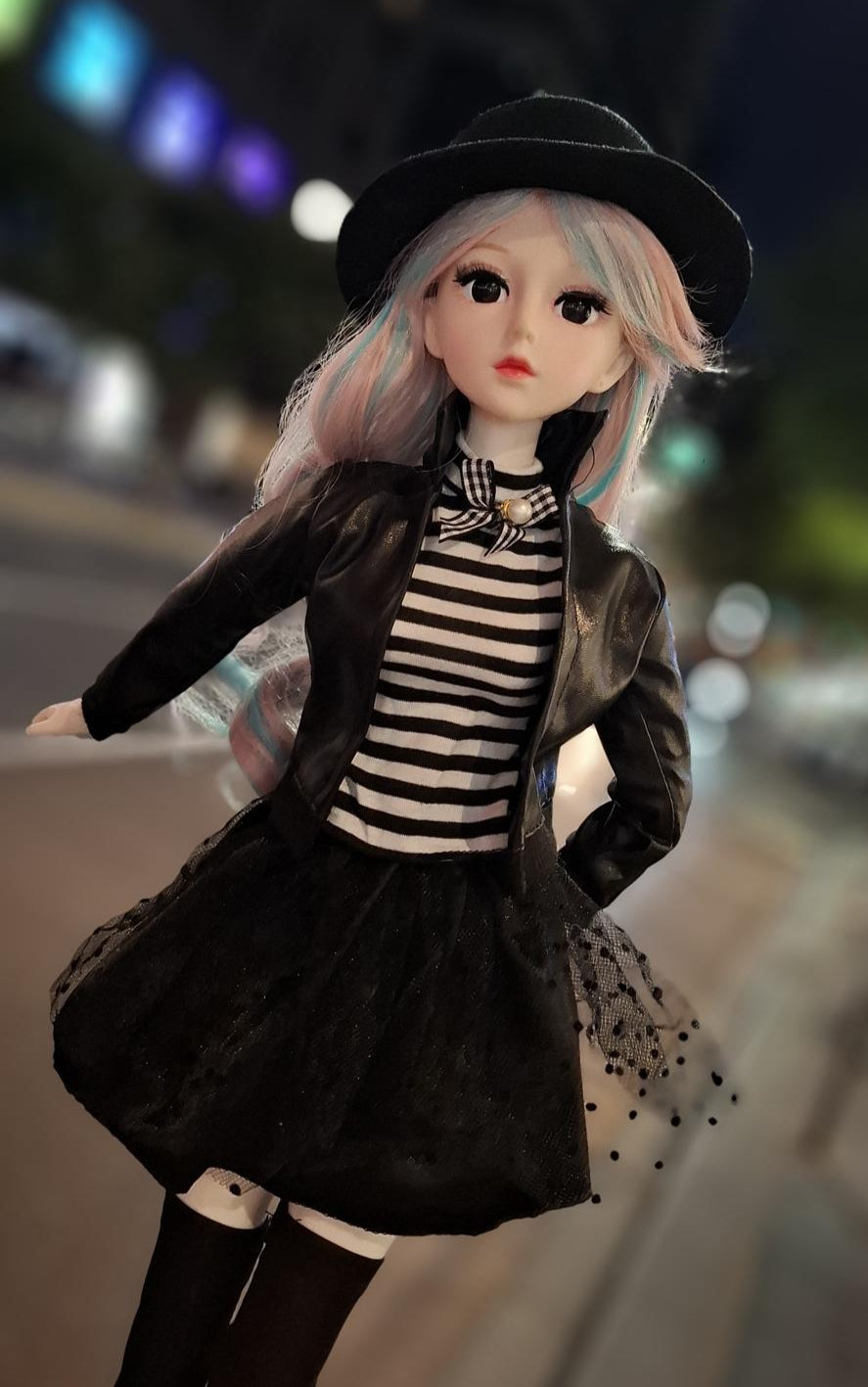 Steam Punk Style 1/3 60cm BJD Doll in Black Leather Jacket