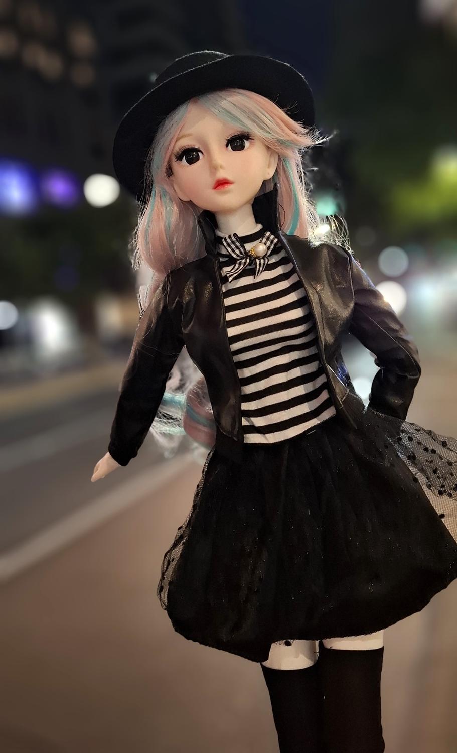 Steam Punk Style 1/3 60cm BJD Doll in Black Leather Jacket