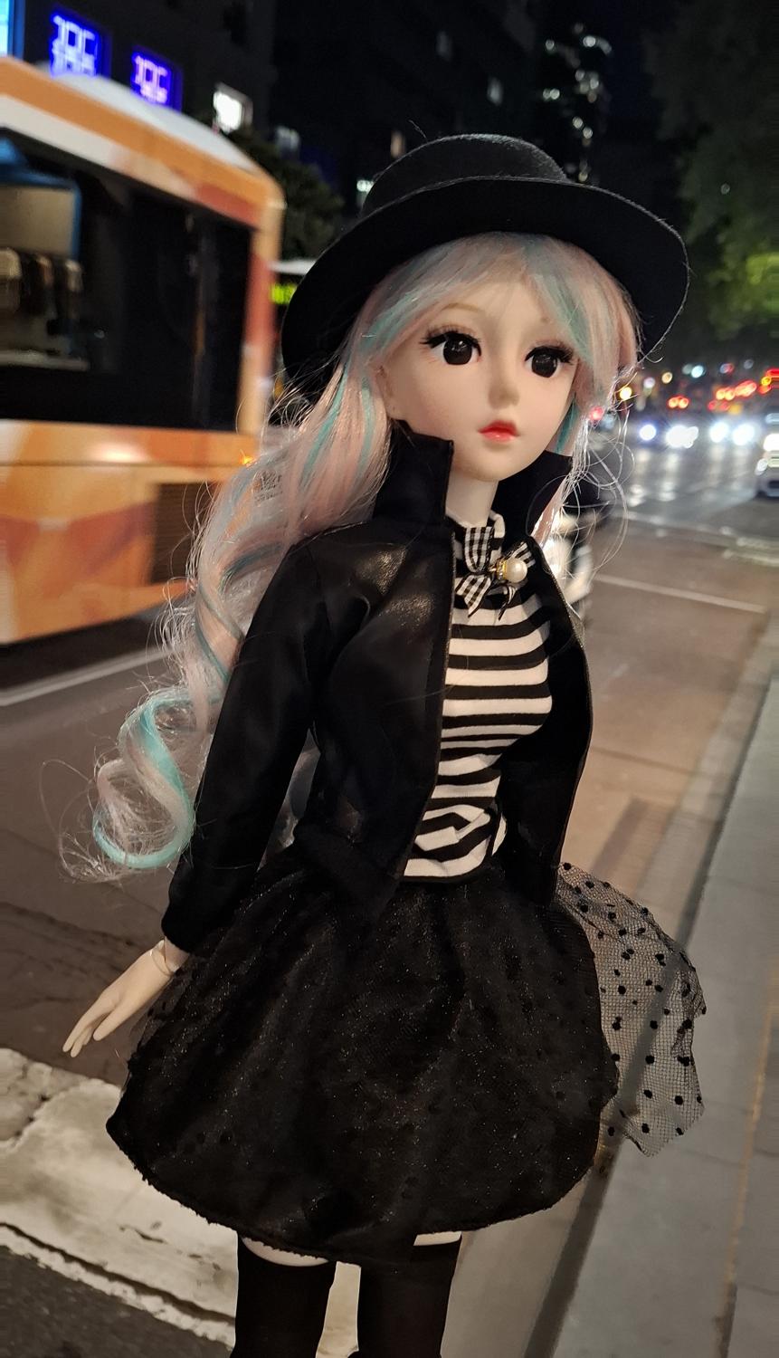 Steam Punk Style 1/3 60cm BJD Doll in Black Leather Jacket