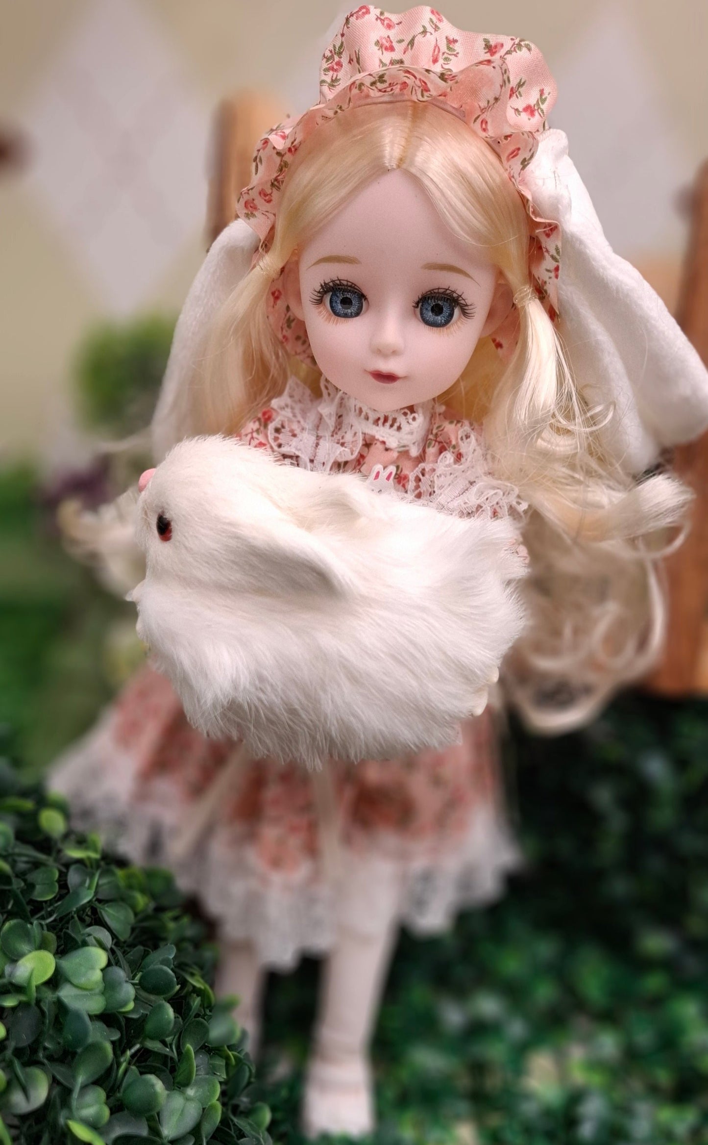 Blonde cottage girl with bunny's ears 30cm BJD Doll