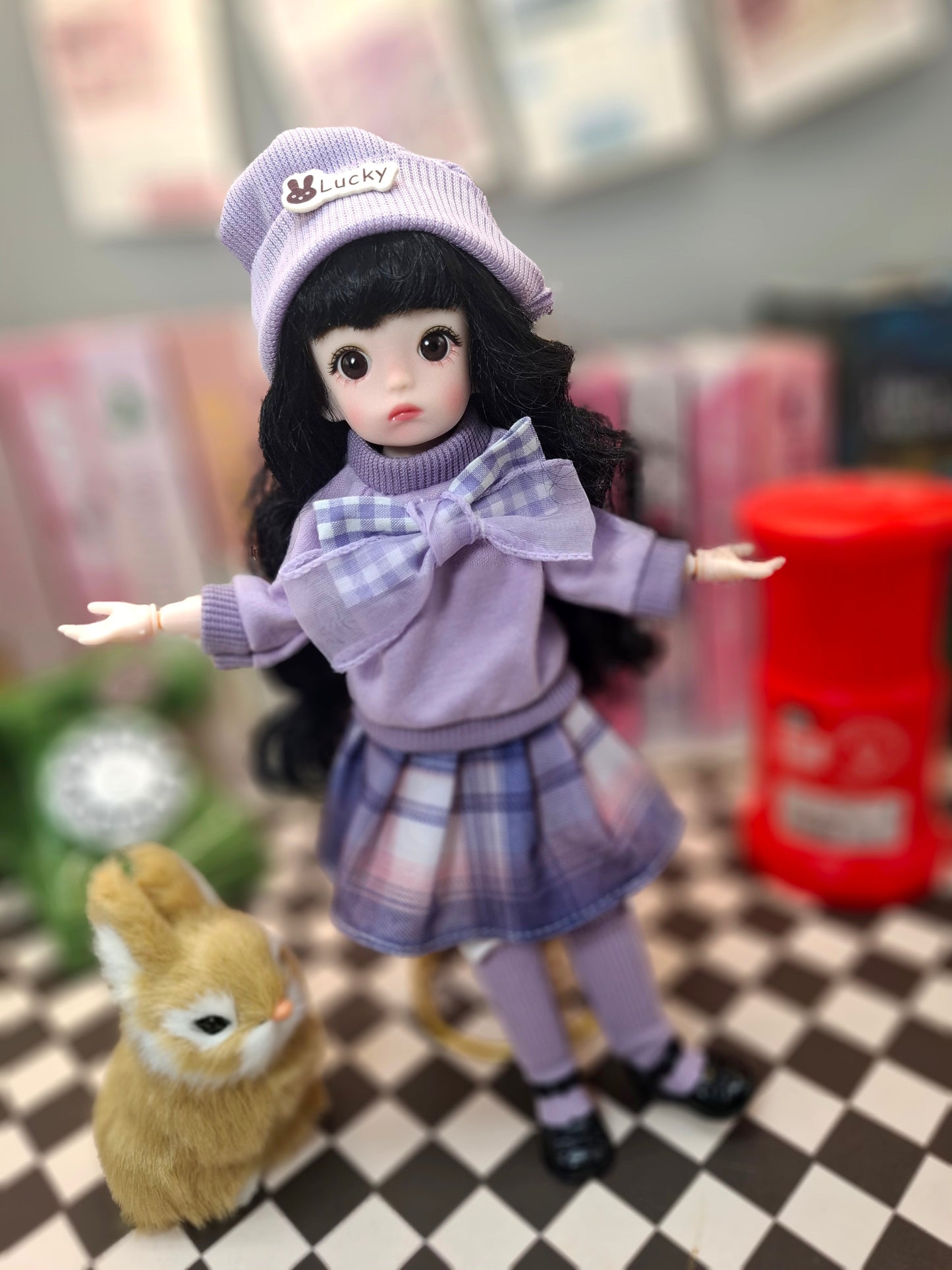 Black hair cutie in purple set 30cm BJD doll