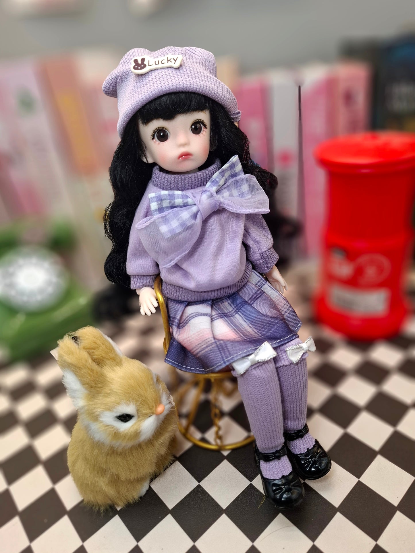 Black hair cutie in purple set 30cm BJD doll