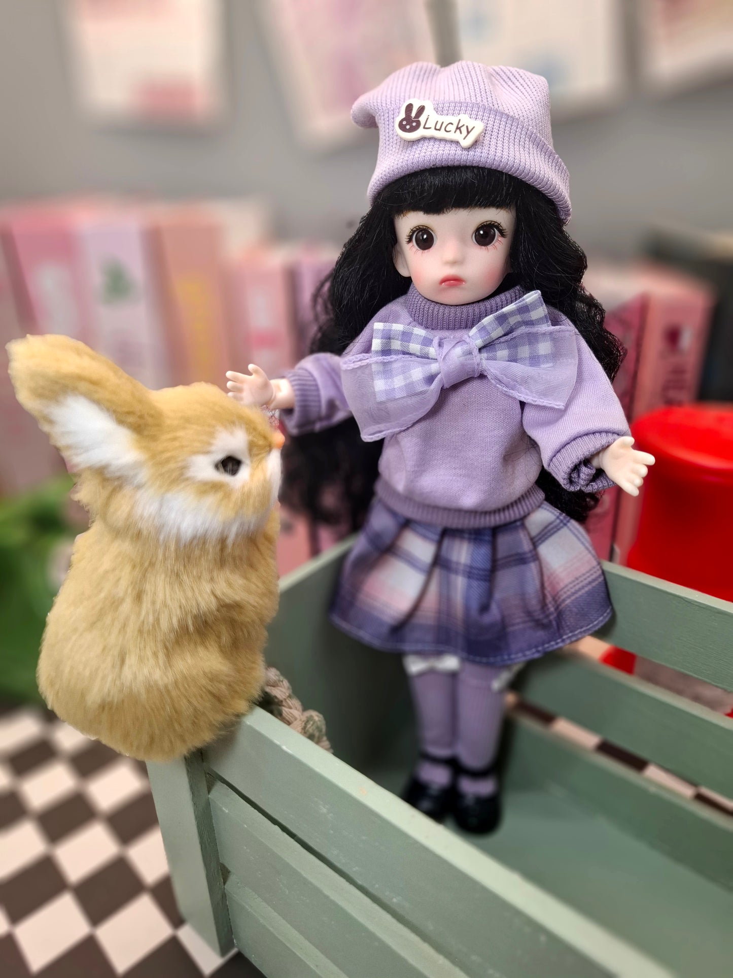 Black hair cutie in purple set 30cm BJD doll