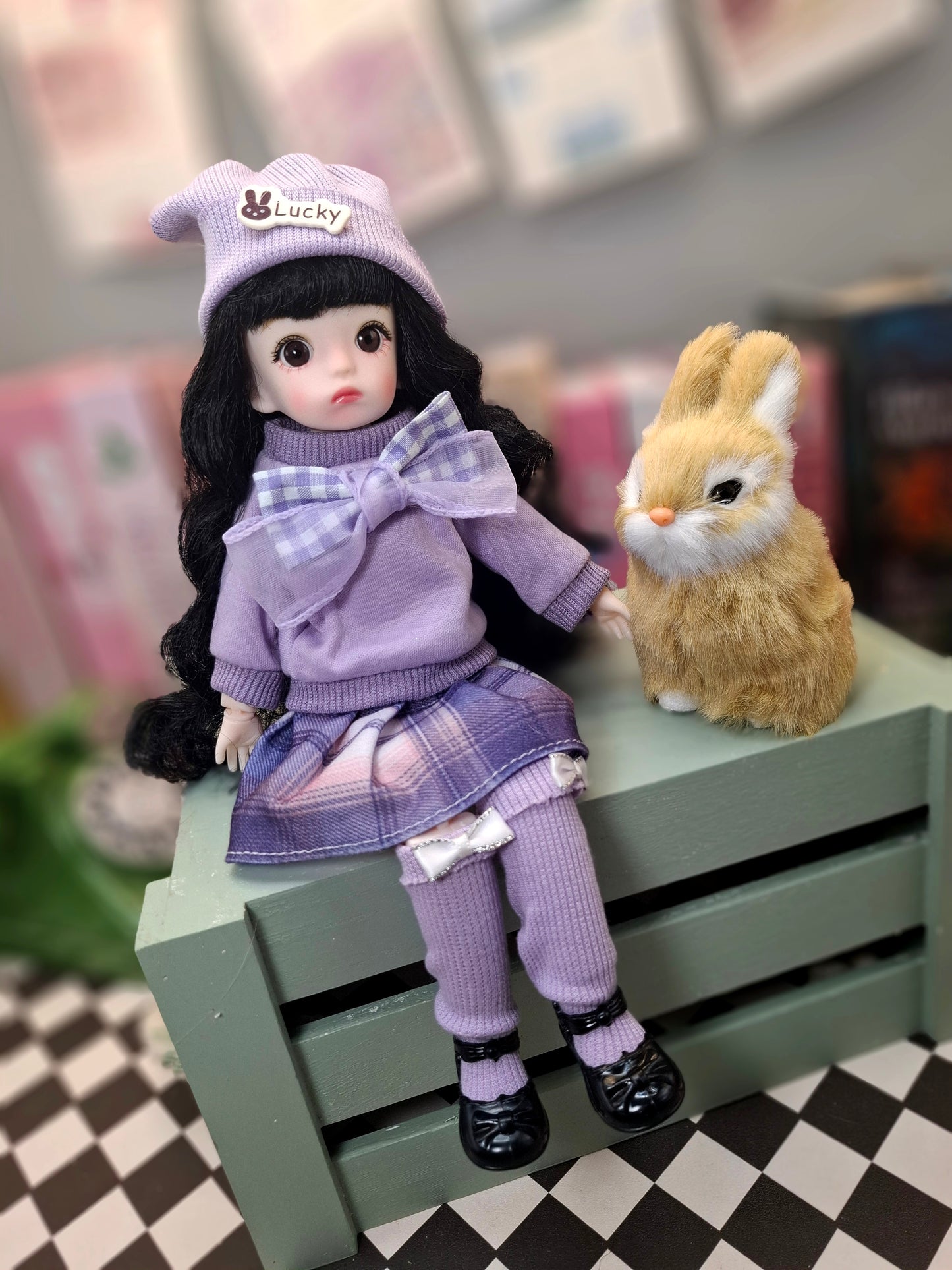 Black hair cutie in purple set 30cm BJD doll
