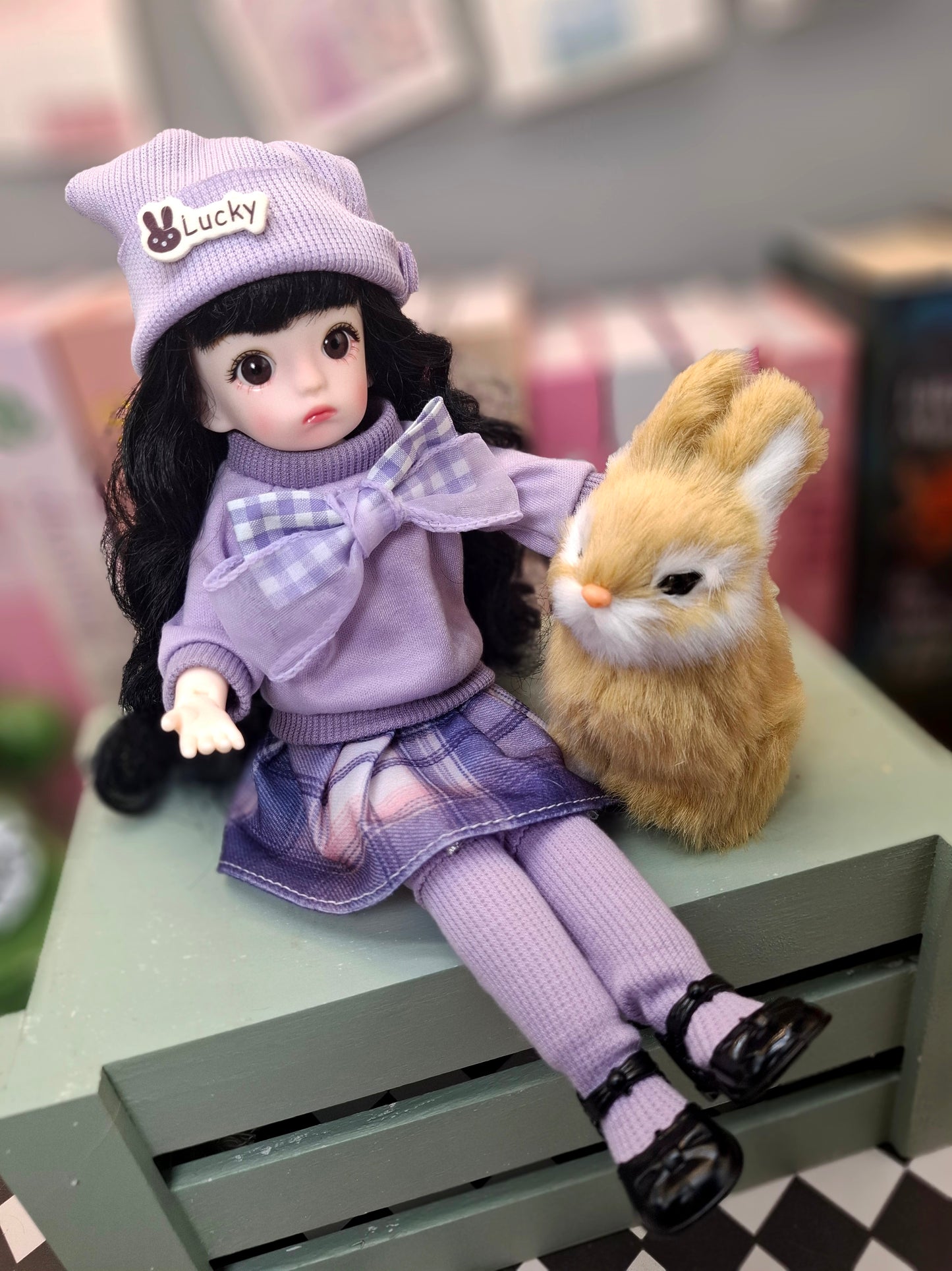 Black hair cutie in purple set 30cm BJD doll