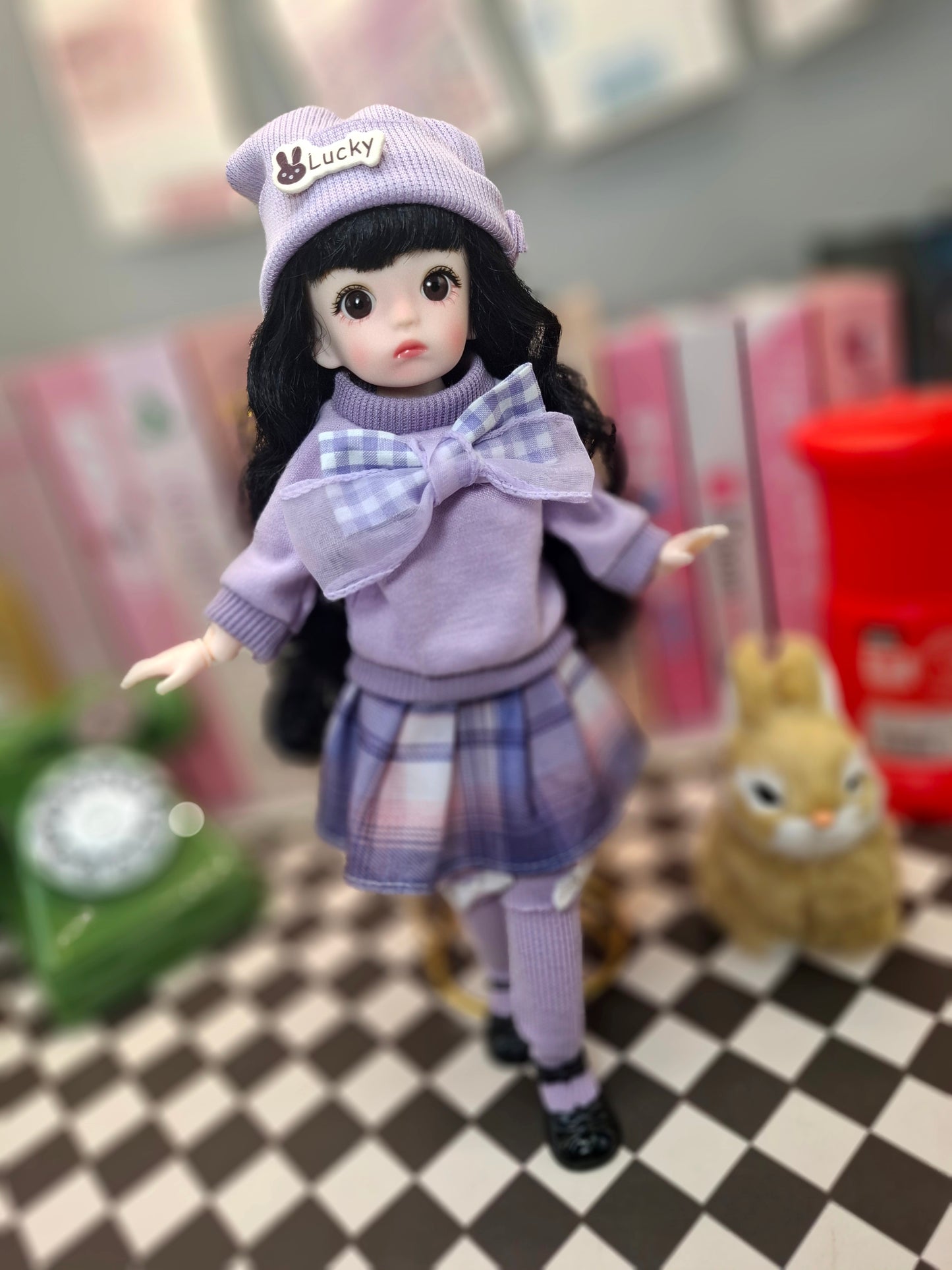 Black hair cutie in purple set 30cm BJD doll