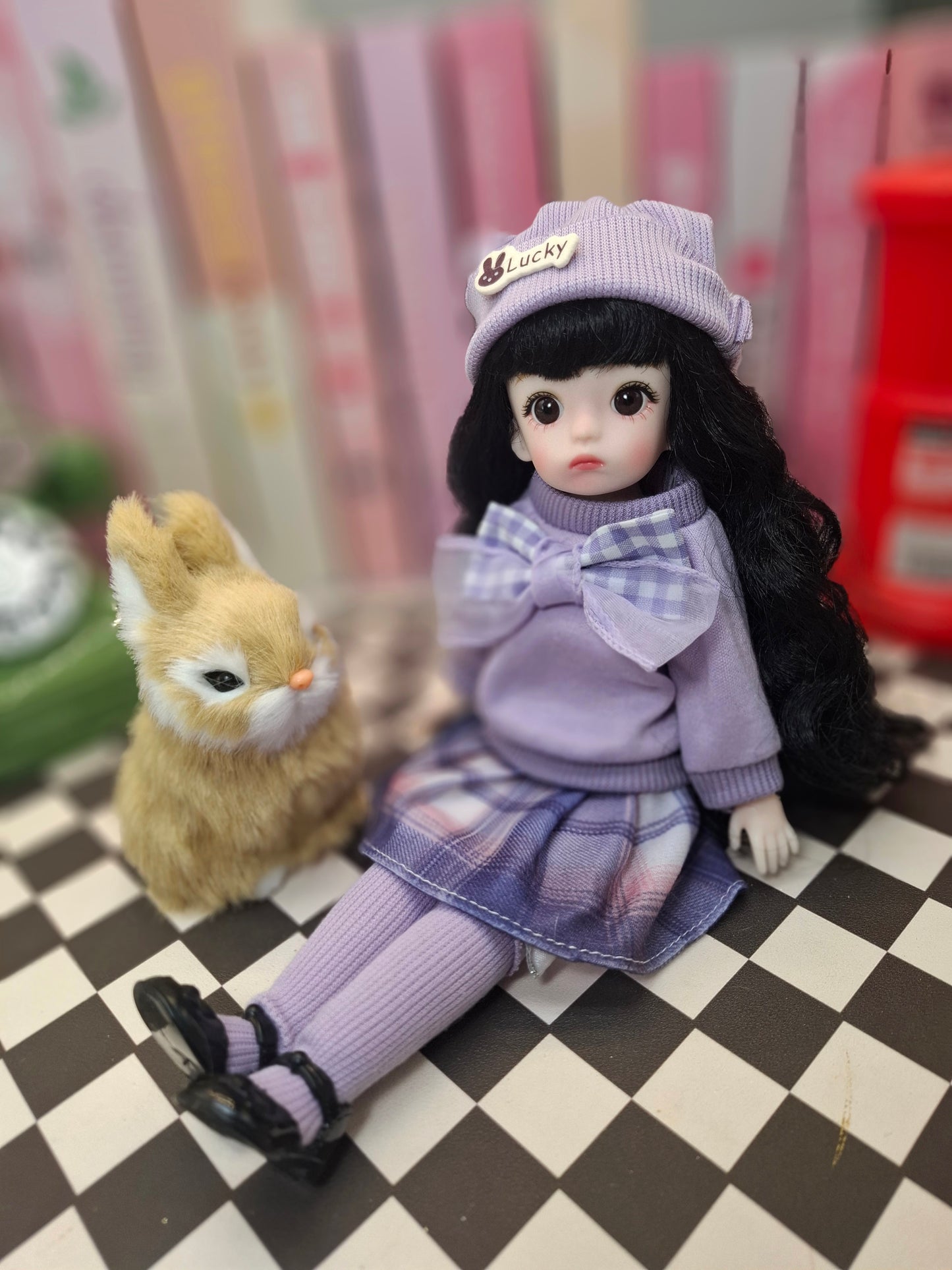 Black hair cutie in purple set 30cm BJD doll