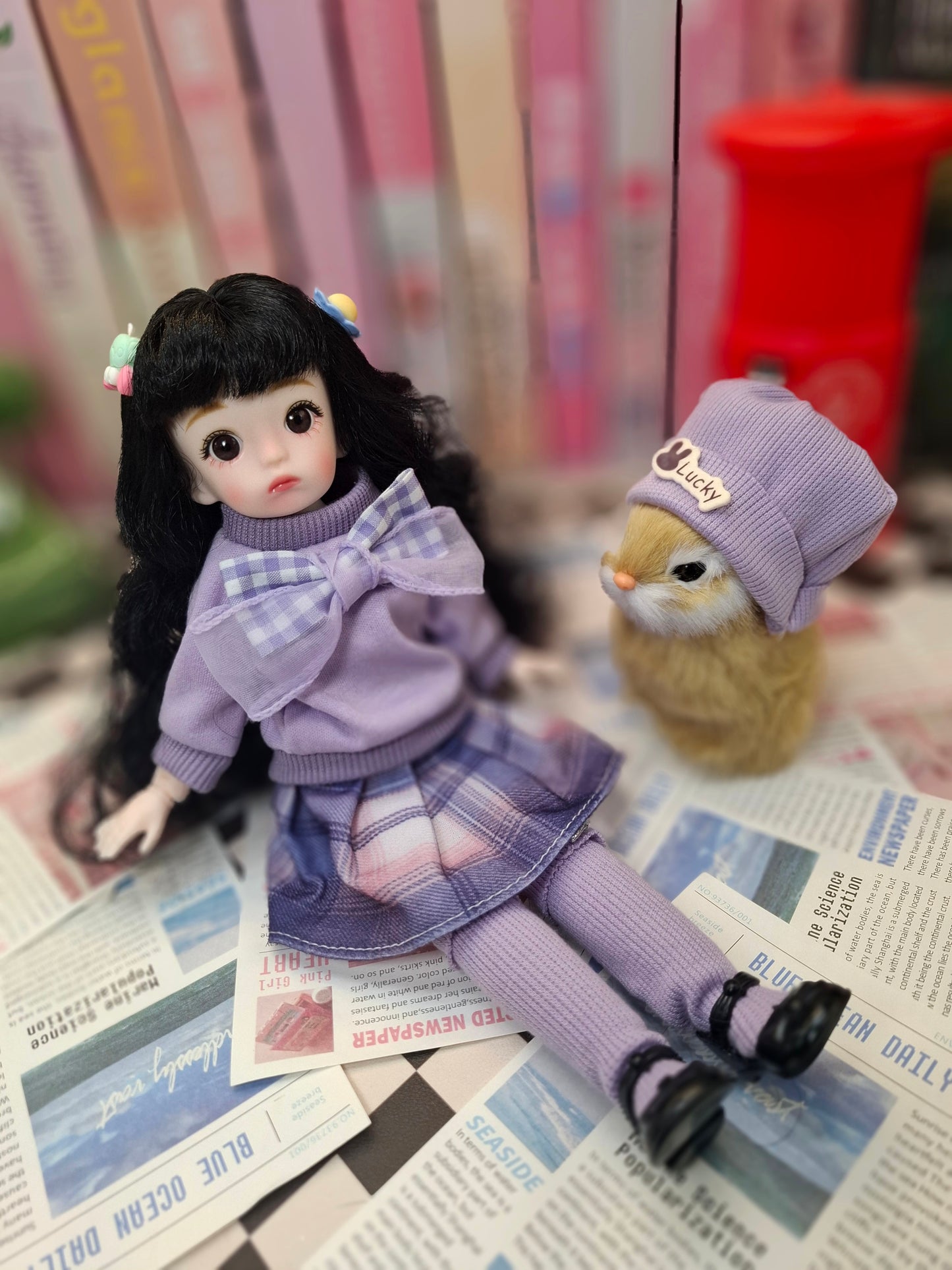 Black hair cutie in purple set 30cm BJD doll