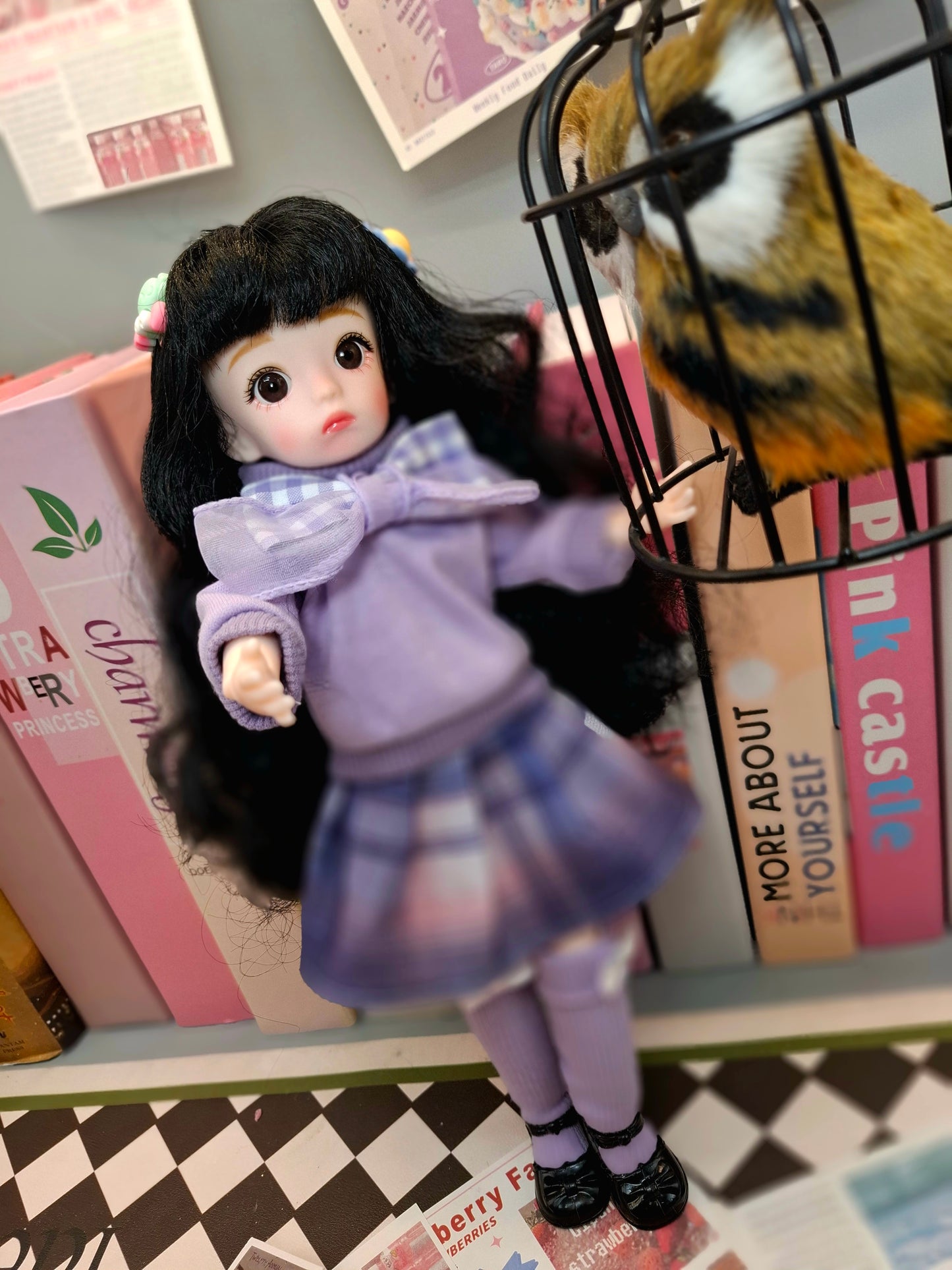Black hair cutie in purple set 30cm BJD doll