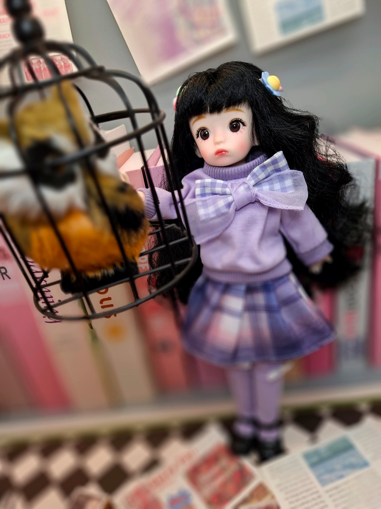 Black hair cutie in purple set 30cm BJD doll
