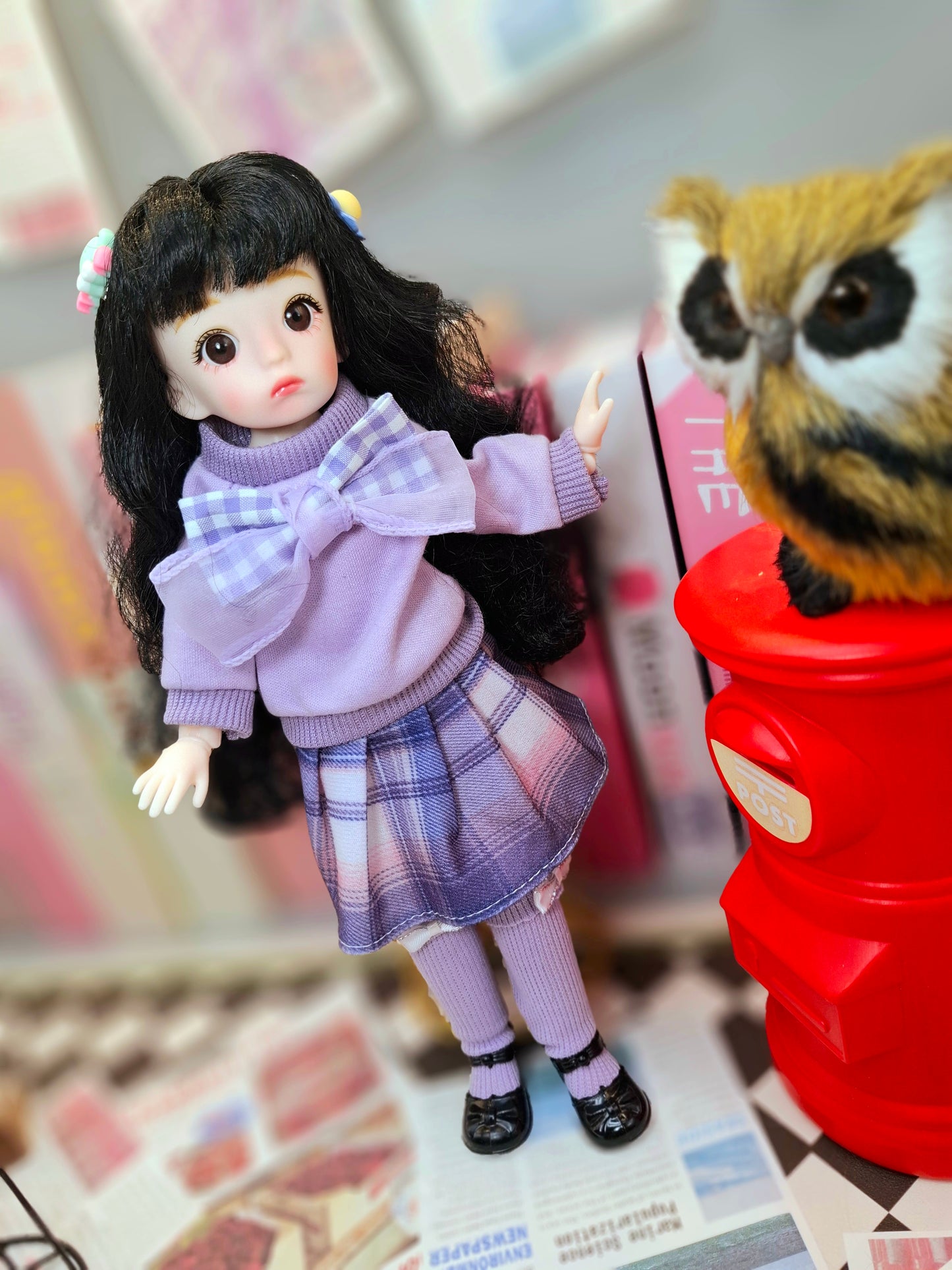 Black hair cutie in purple set 30cm BJD doll