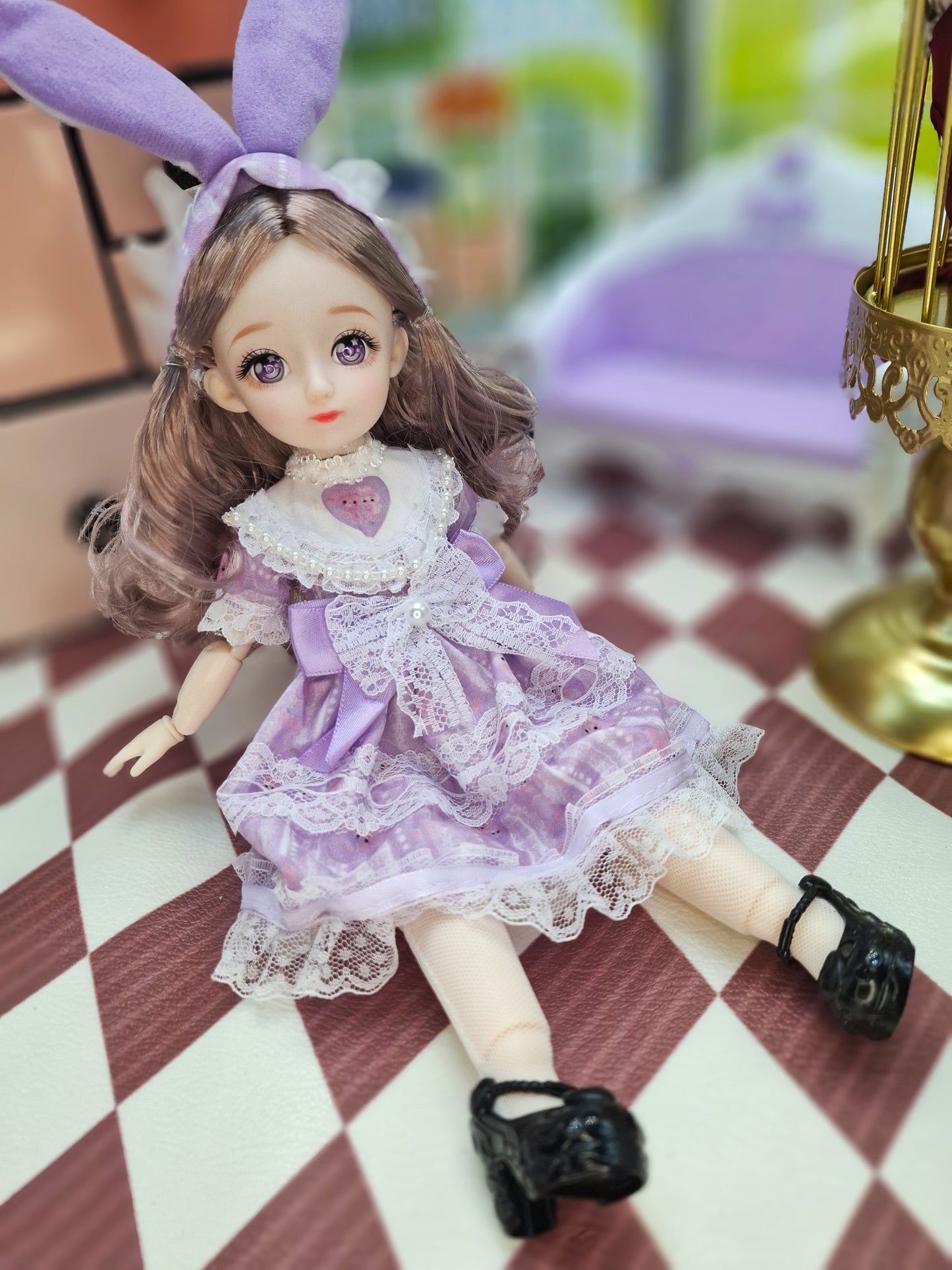 Rachel with purple eyes in purple dress 30cm BJD Doll