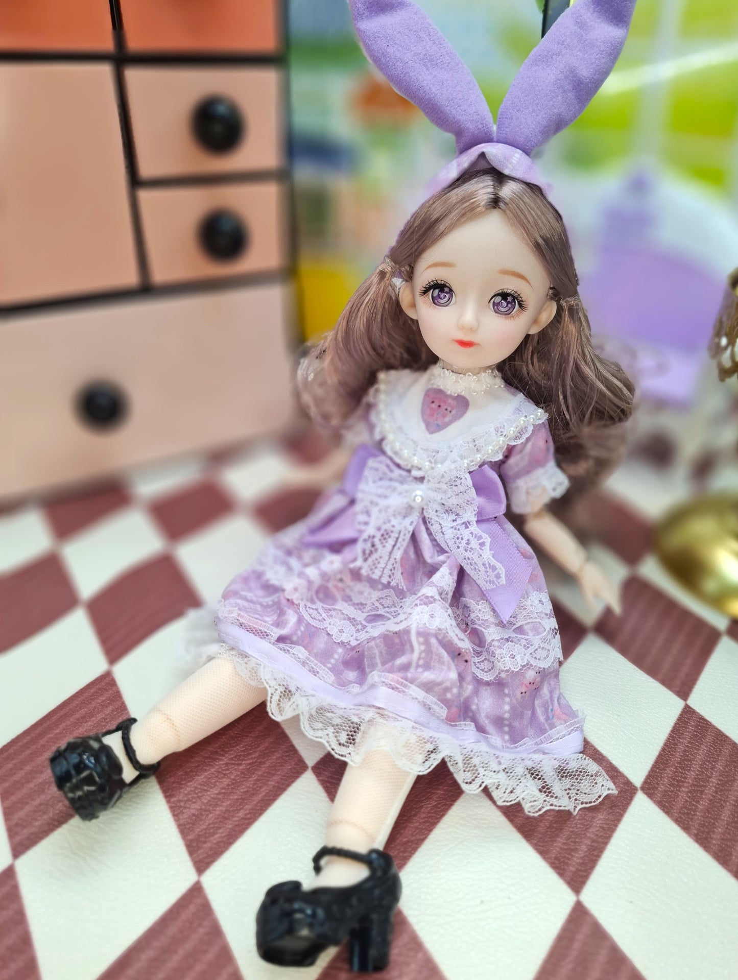 Rachel with purple eyes in purple dress 30cm BJD Doll