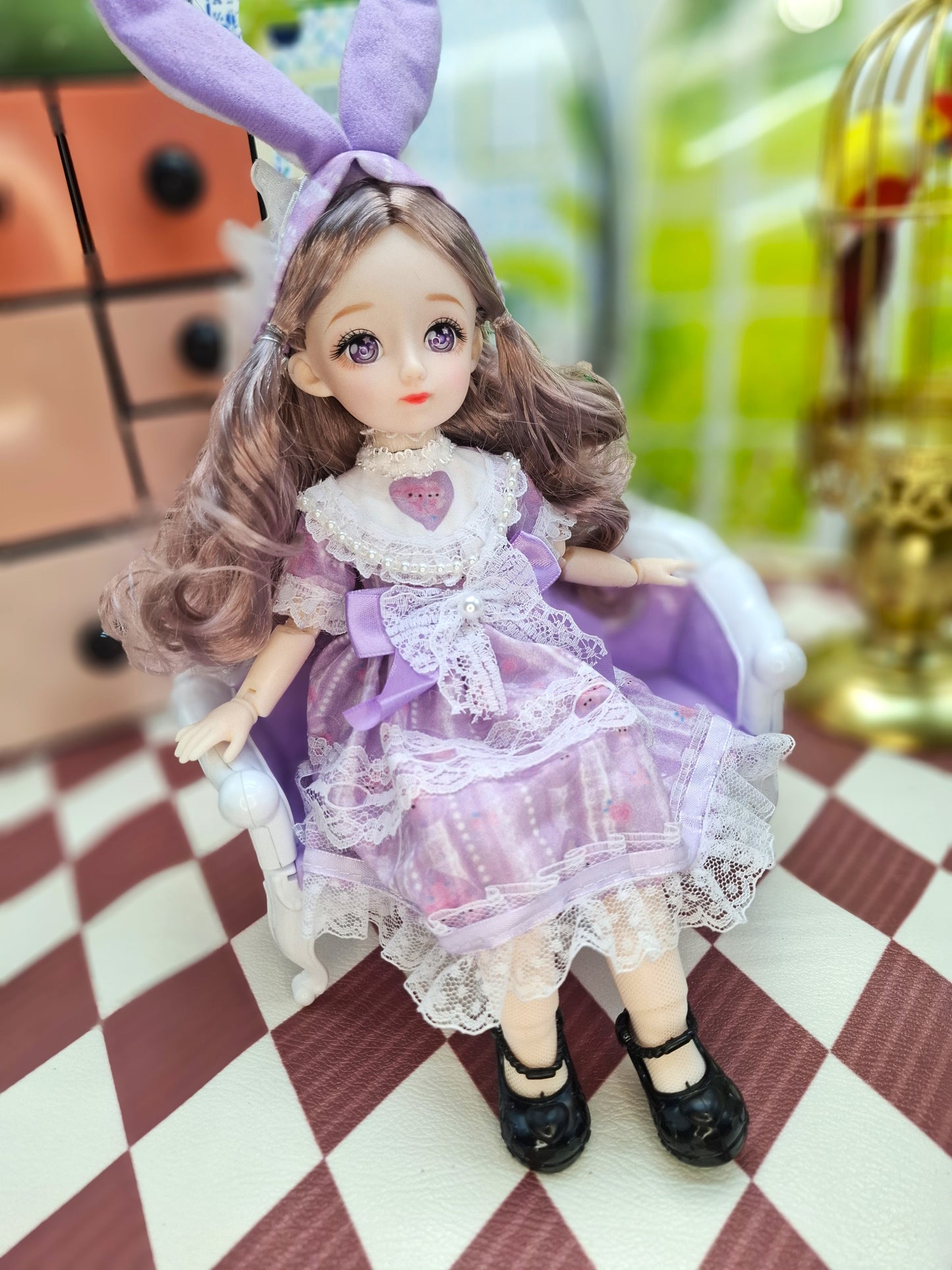 Rachel with purple eyes in purple dress 30cm BJD Doll