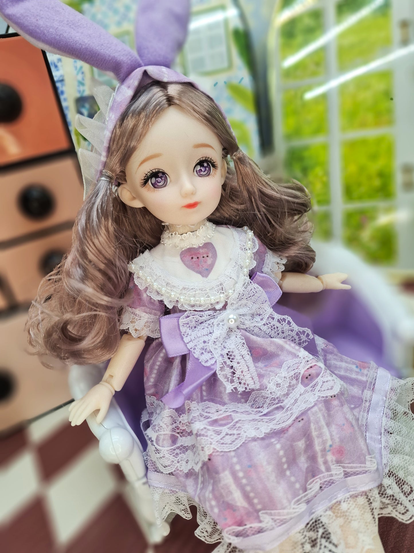 Rachel with purple eyes in purple dress 30cm BJD Doll