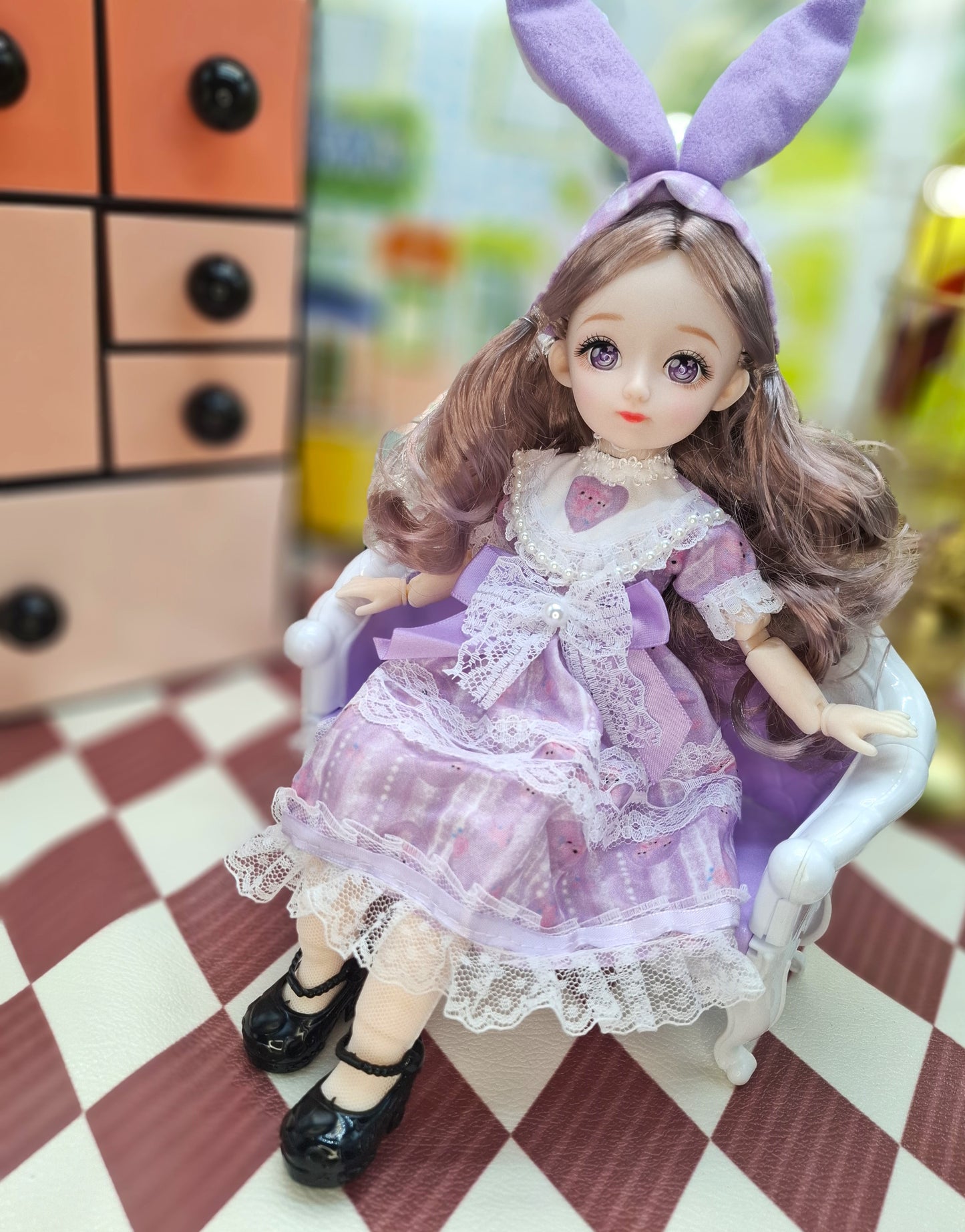 Rachel with purple eyes in purple dress 30cm BJD Doll