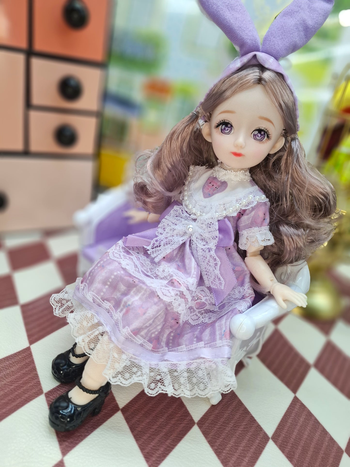 Rachel with purple eyes in purple dress 30cm BJD Doll