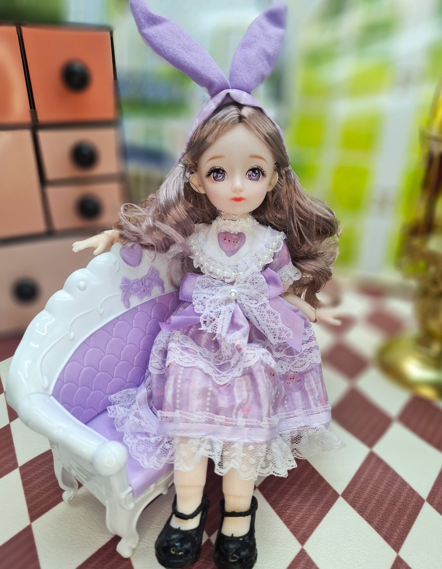 Rachel with purple eyes in purple dress 30cm BJD Doll