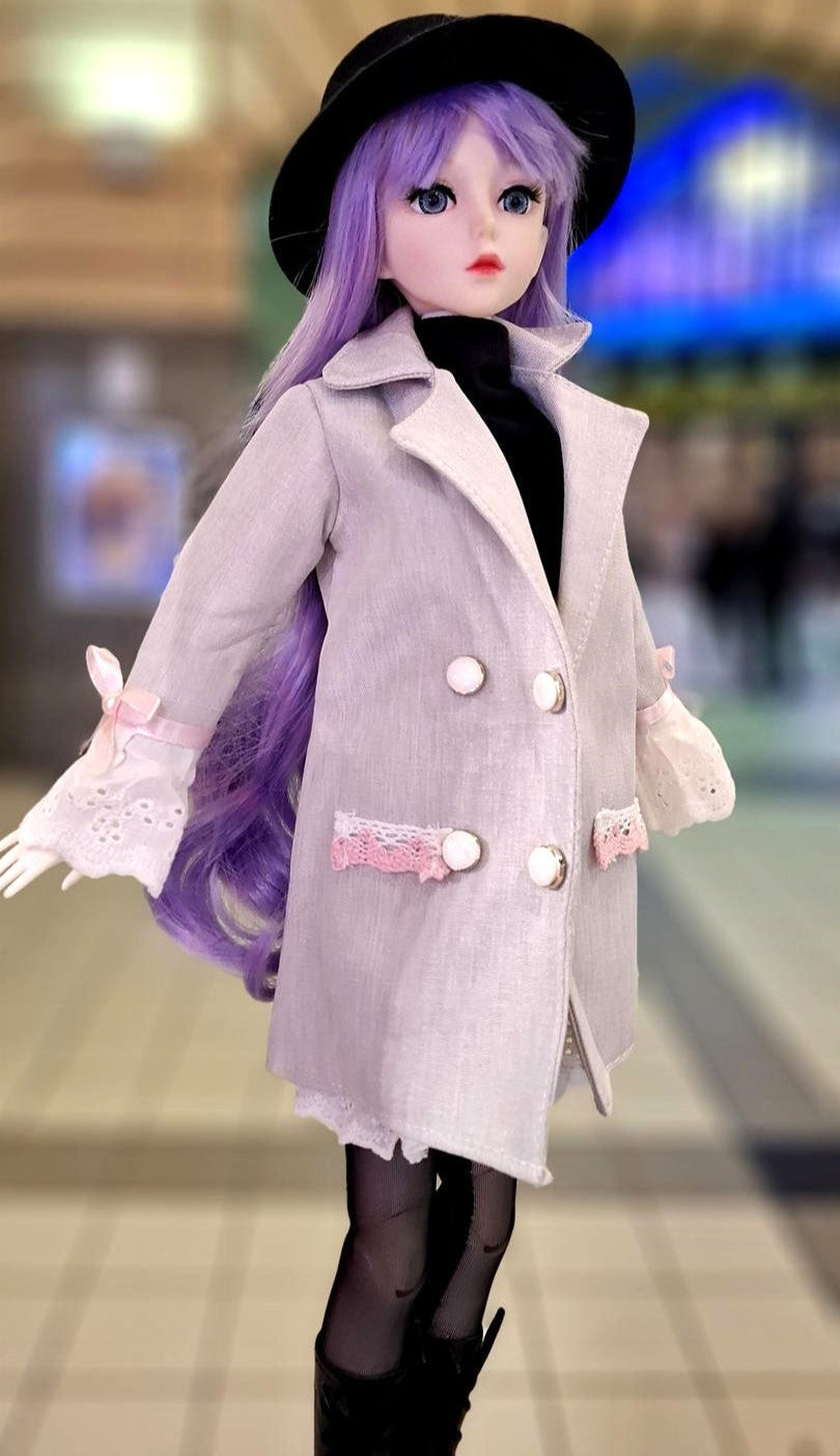 The purple hair city girl in black hat 60cm BJD Doll