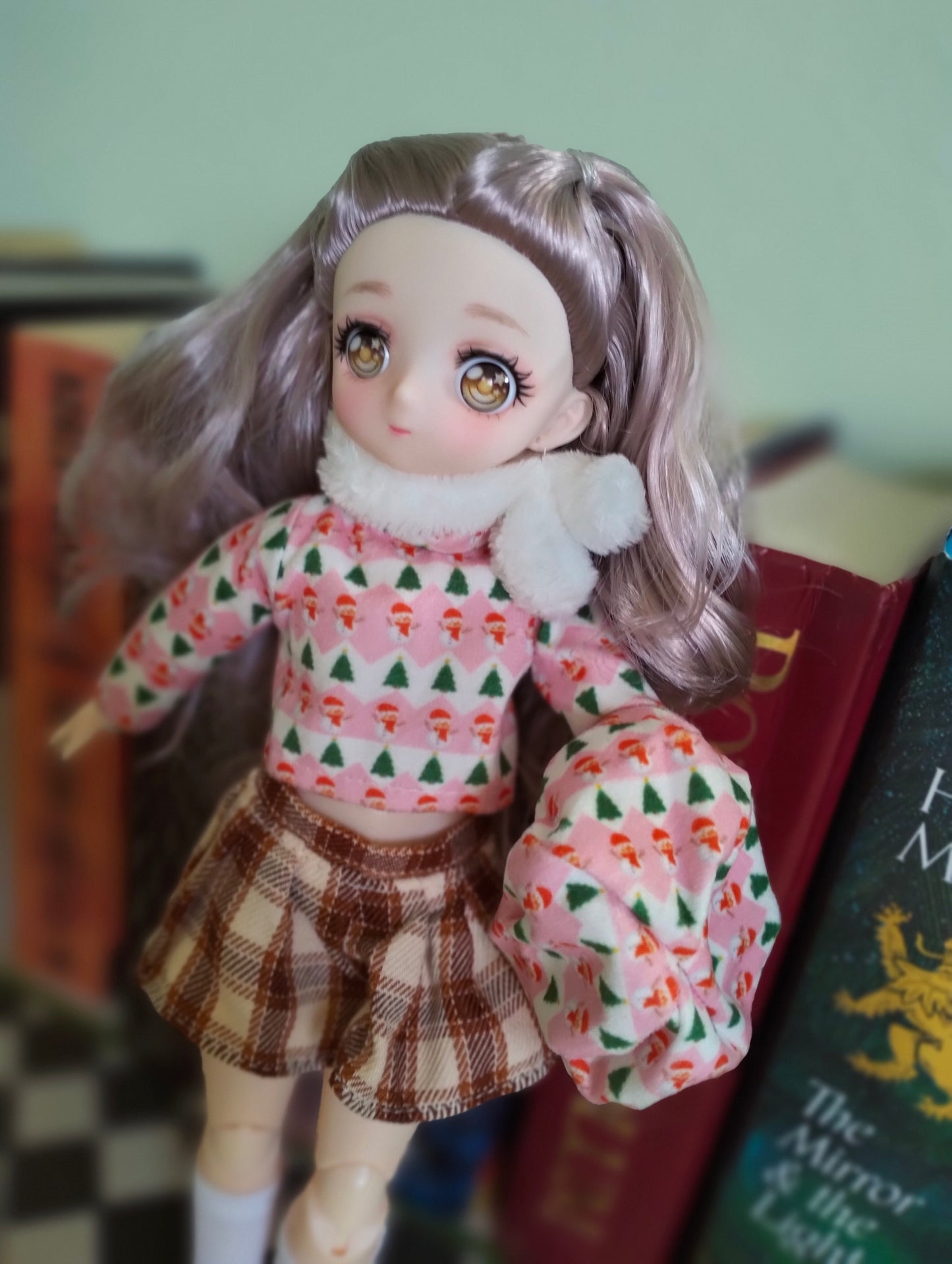 Anime Manga Eyes Doll with Pink Beret Hat 30cm BJD Doll