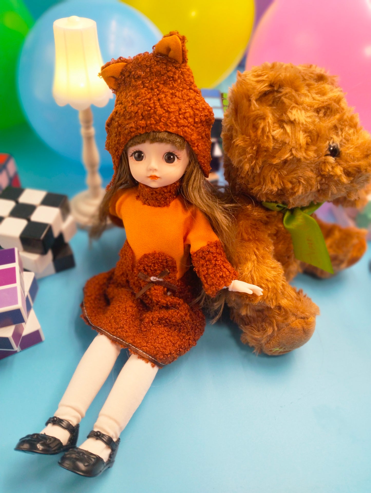 Cute little girl in bear hat 30cm BJD Doll