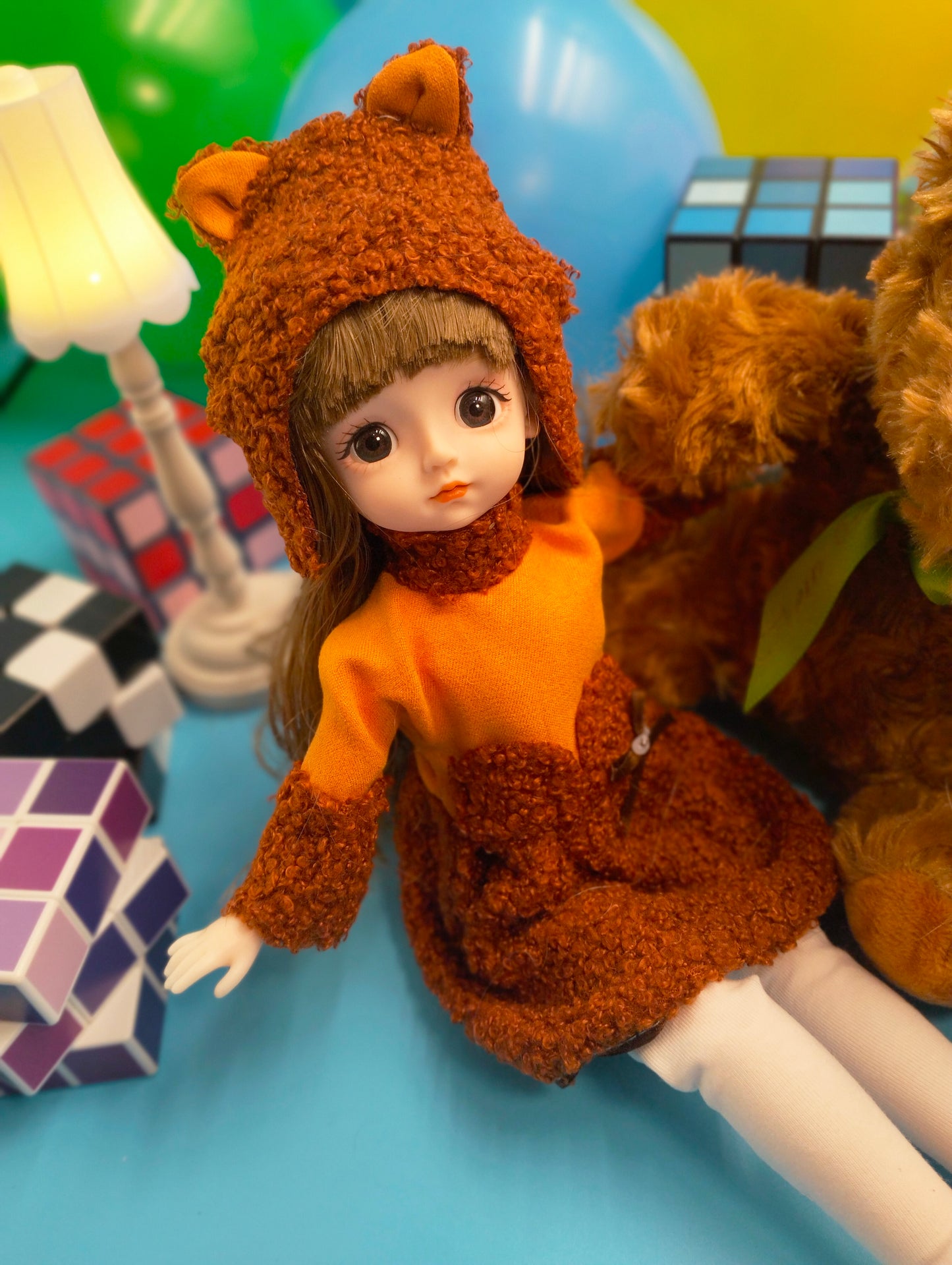 Cute little girl in bear hat 30cm BJD Doll