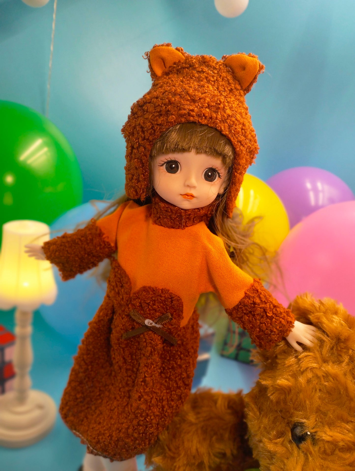Cute little girl in bear hat 30cm BJD Doll