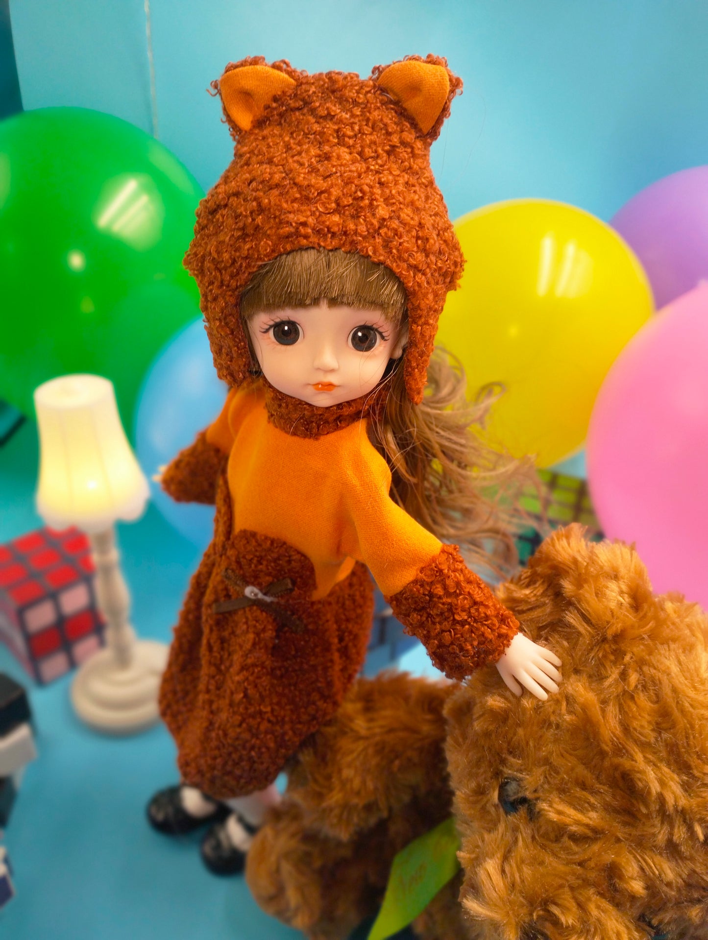Cute little girl in bear hat 30cm BJD Doll